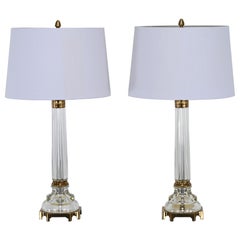 Pair of Crystal Glass Lamps by Marbro, 1980s