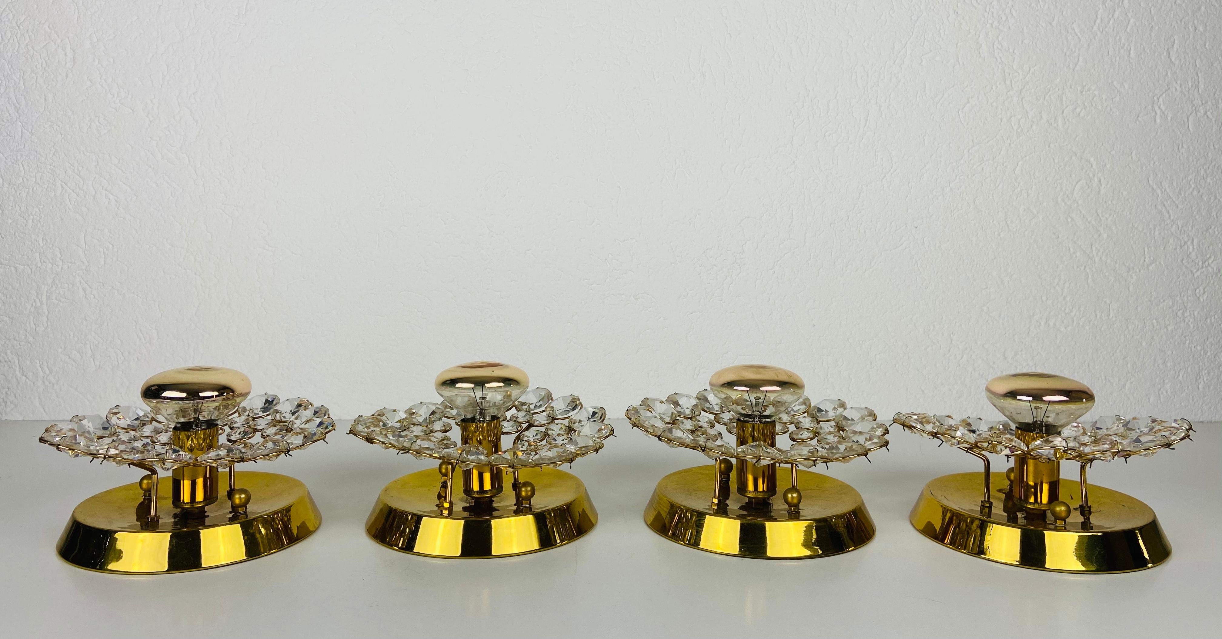 Pair of Crystal Glass Sconces by Palwa, Germany, 1960s For Sale 4
