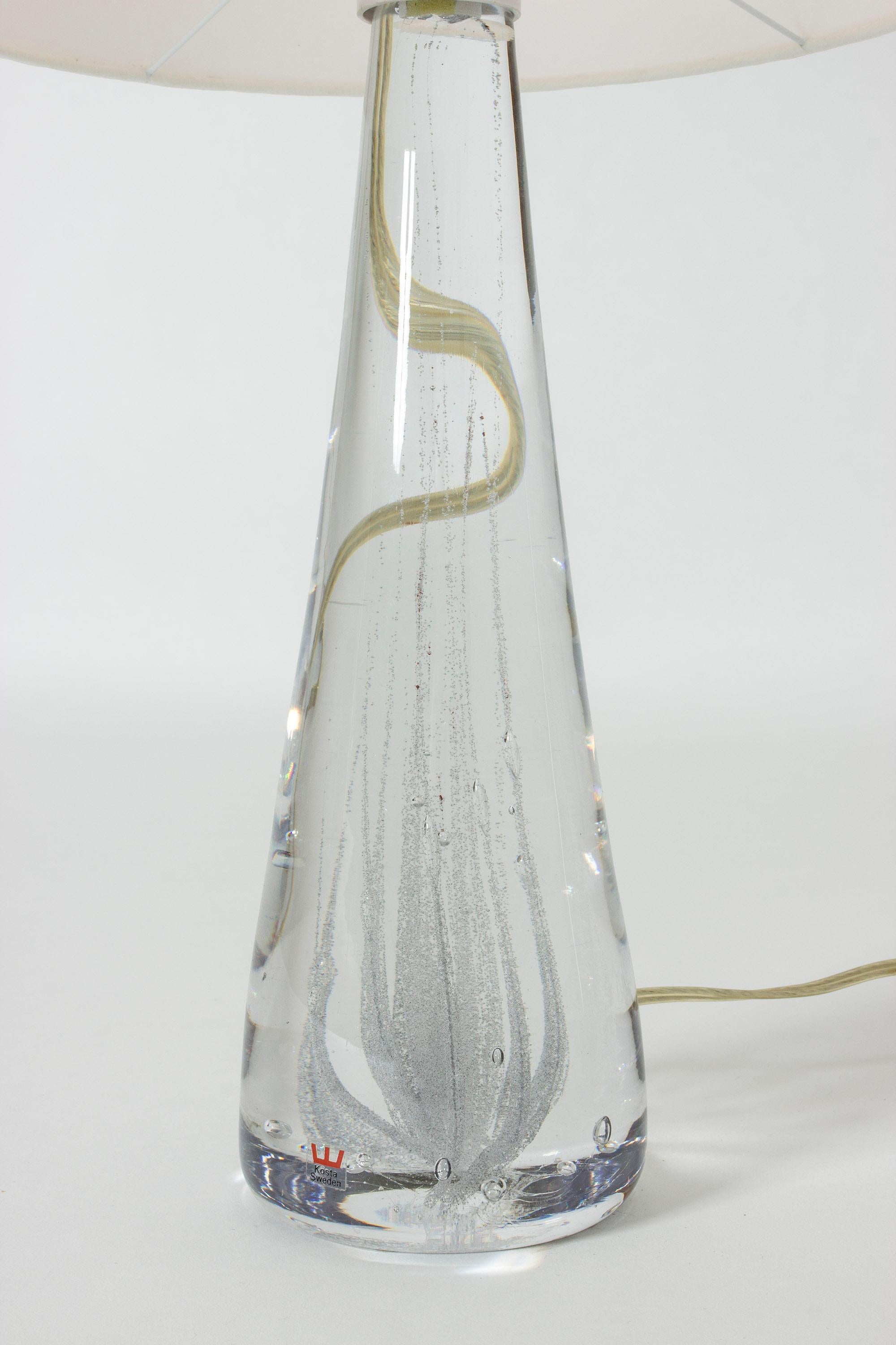 Swedish Pair of Crystal Glass Table Lamps by Vicke Lindstrand for Kosta, Sweden, 1950s