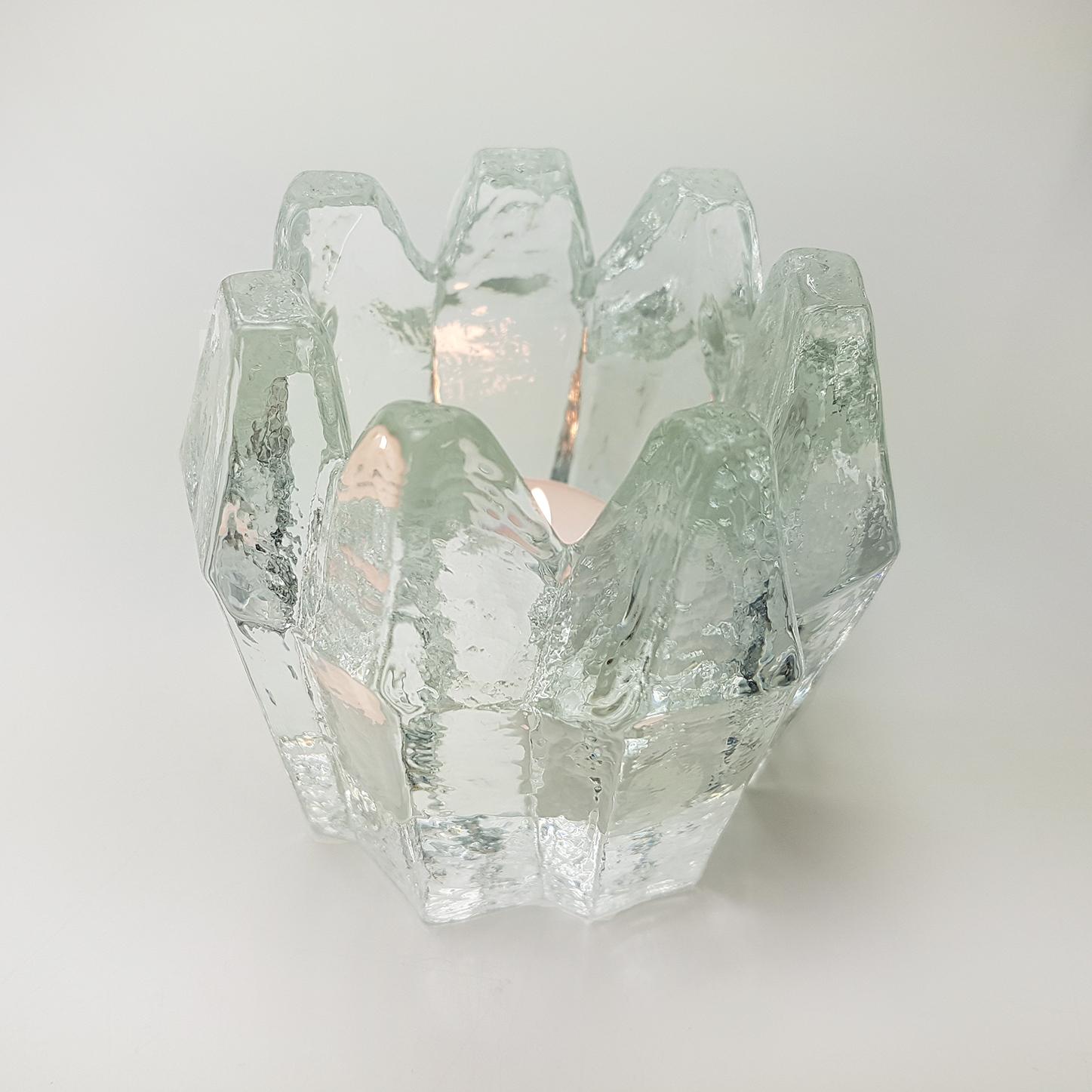 Pair of Crystal Glass Votive Candleholders by Kosta Boda for Orrefors 4