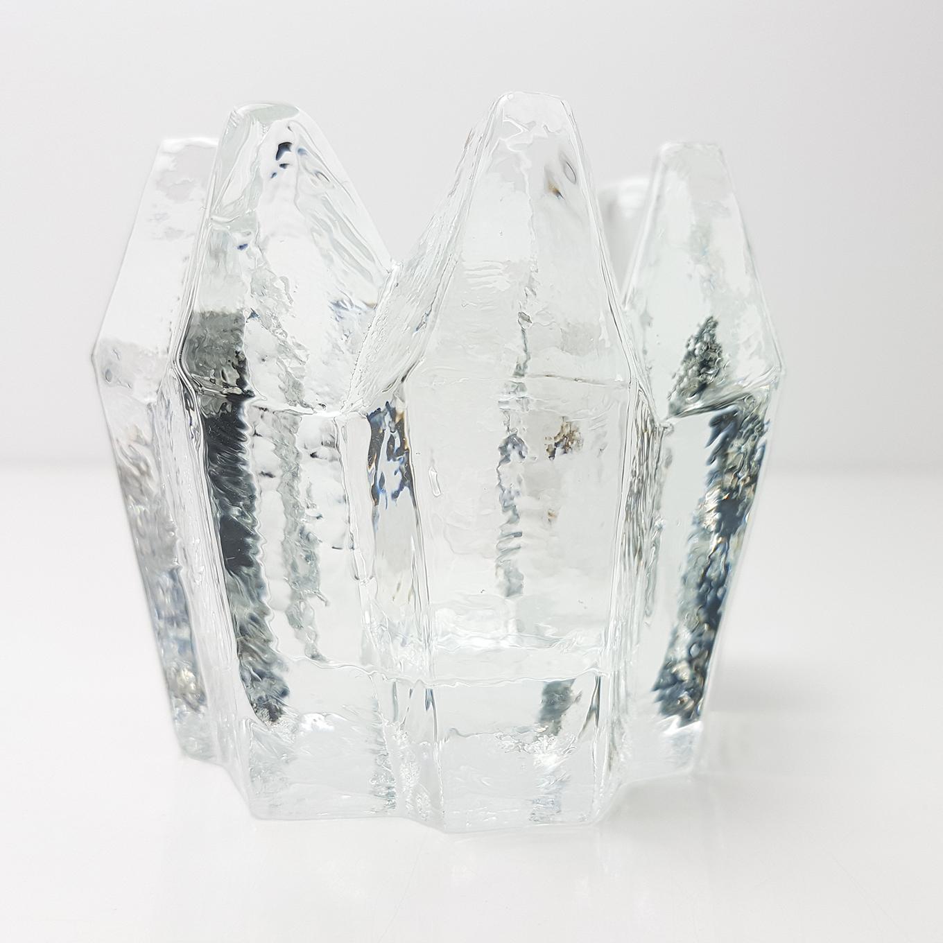 Finnish Pair of Crystal Glass Votive Candleholders by Kosta Boda for Orrefors