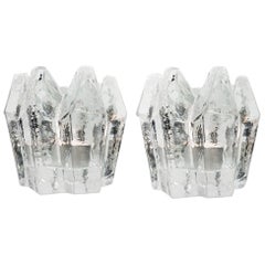 Pair of Crystal Glass Votive Candleholders by Kosta Boda for Orrefors