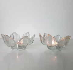 Pair of Crystal Glass Votive Candleholders by Kosta Boda for Orrefors, Sweden