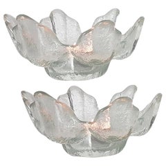 Pair of Crystal Glass Votive Candleholders by Kosta Boda for Orrefors, Sweden