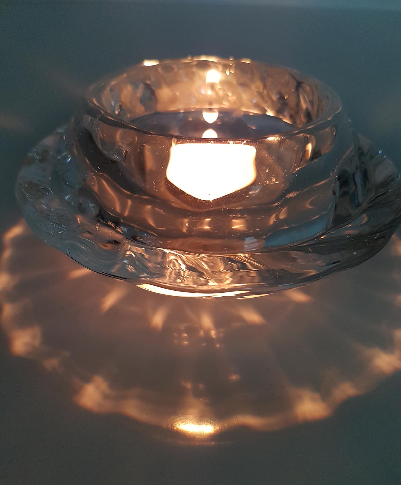 Pair of Crystal Glass Votive Candleholders by Royal Copenhagen In Good Condition In Rijssen, NL