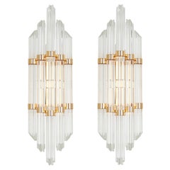 Pair of Crystal Glass Wall Lights by Venini, Italy, 1970s