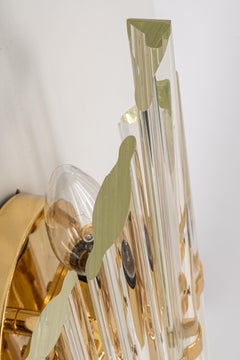 Pair of Crystal Glass Wall Lights in Venini Style, Italy, 1970s