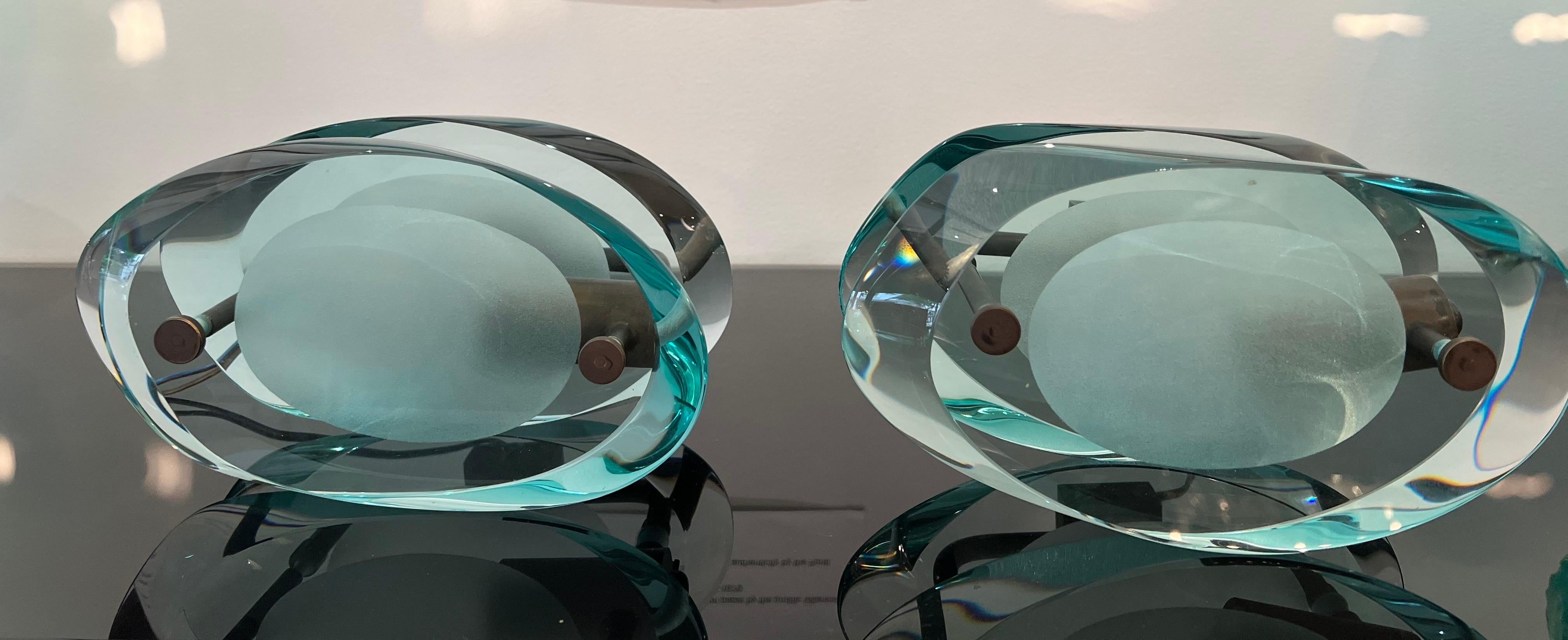 Italian Pair of Crystal Glass Wall Sconces Att. Max Ingrand 