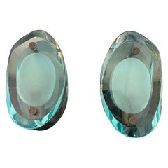 Pair of Crystal Glass Wall Sconces Att. Max Ingrand
