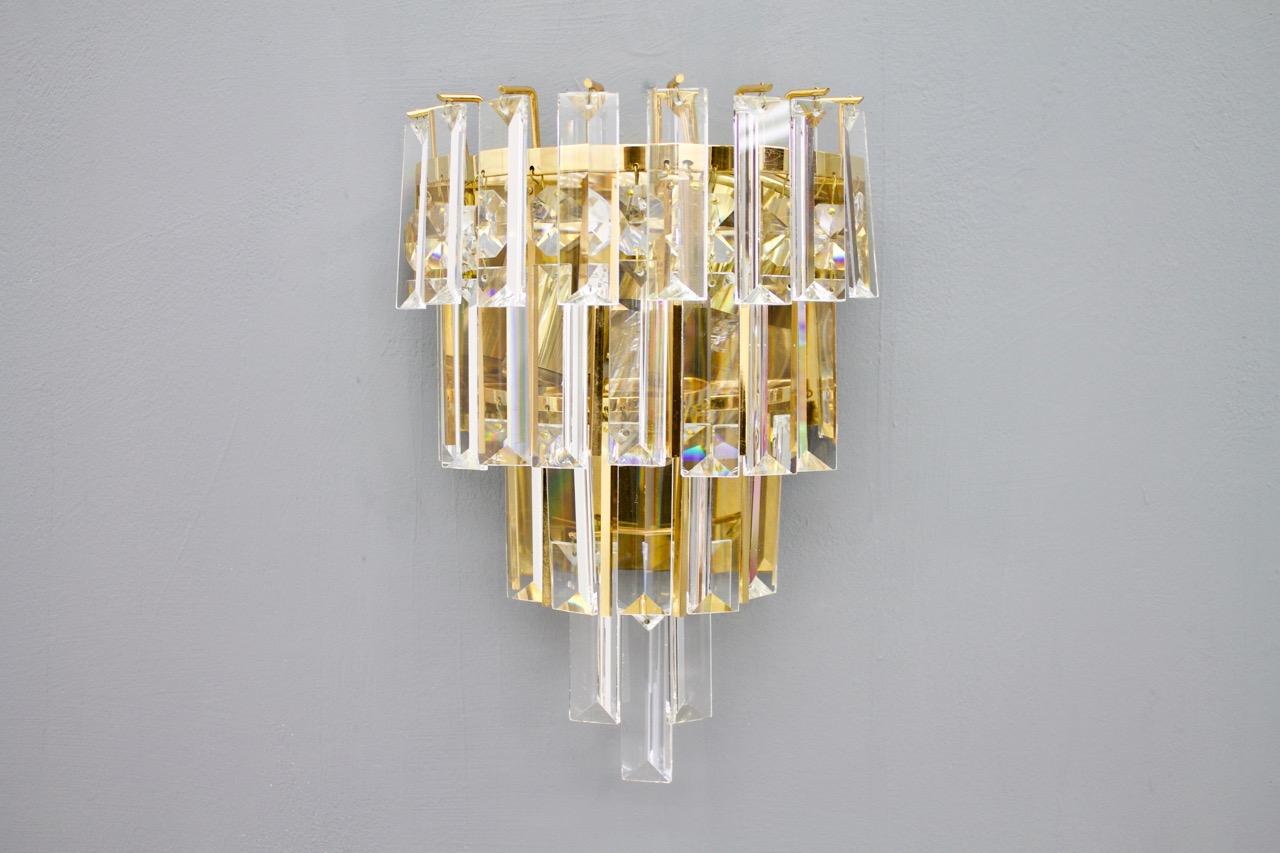 Pair of Crystal Glass Wall Sconces by Palwa, Germany, 1960s 1