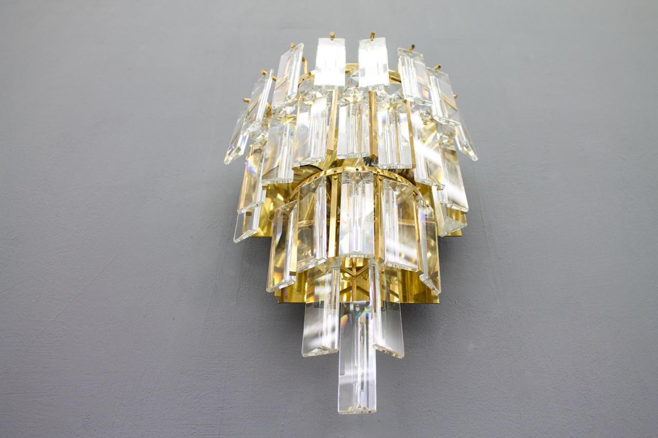 Pair of Crystal Glass Wall Sconces by Palwa, Germany, 1960s 2