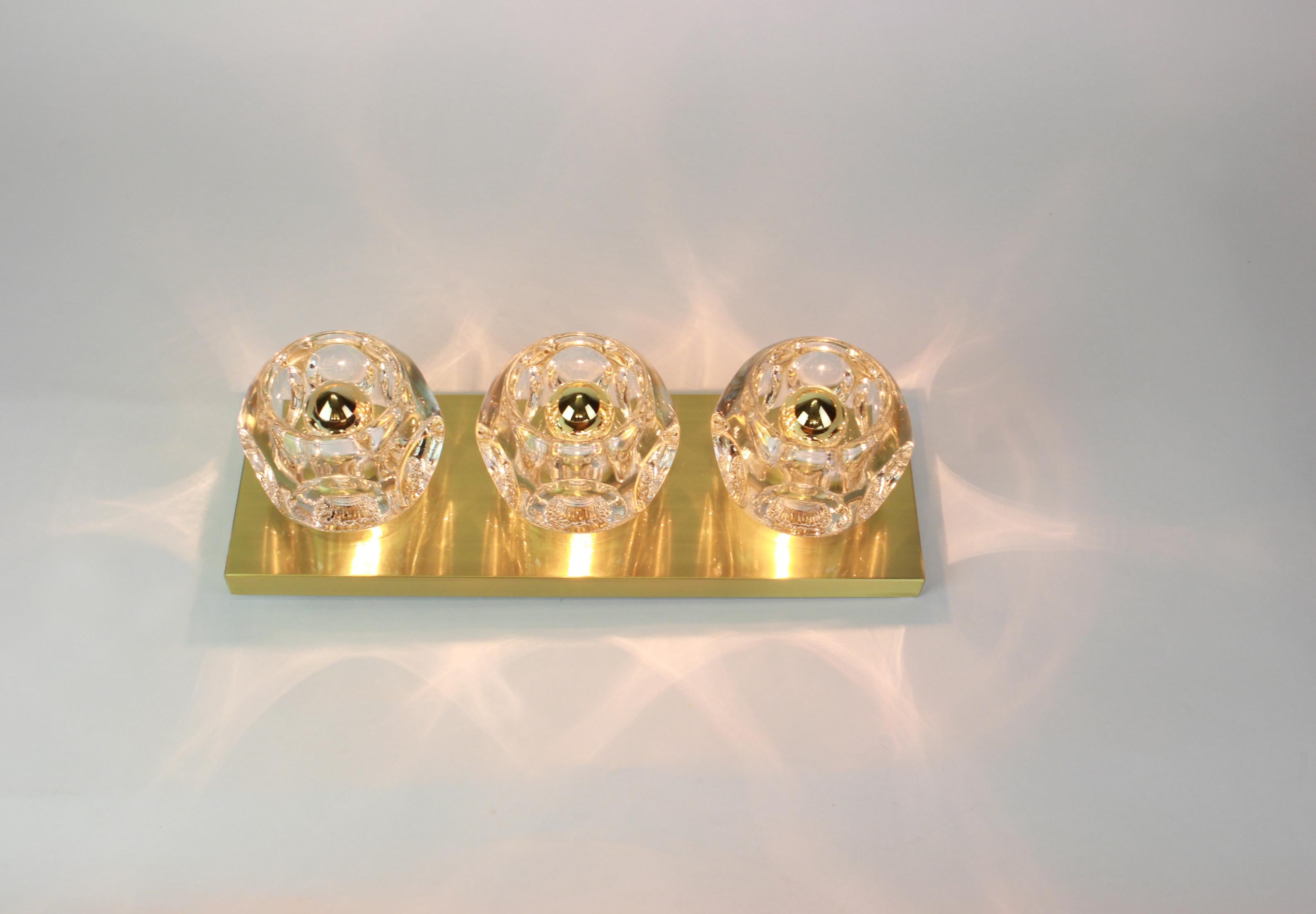 Pair of Crystal Glass Wall Sconces Design by Sciolari for Peill & Putzler For Sale 3