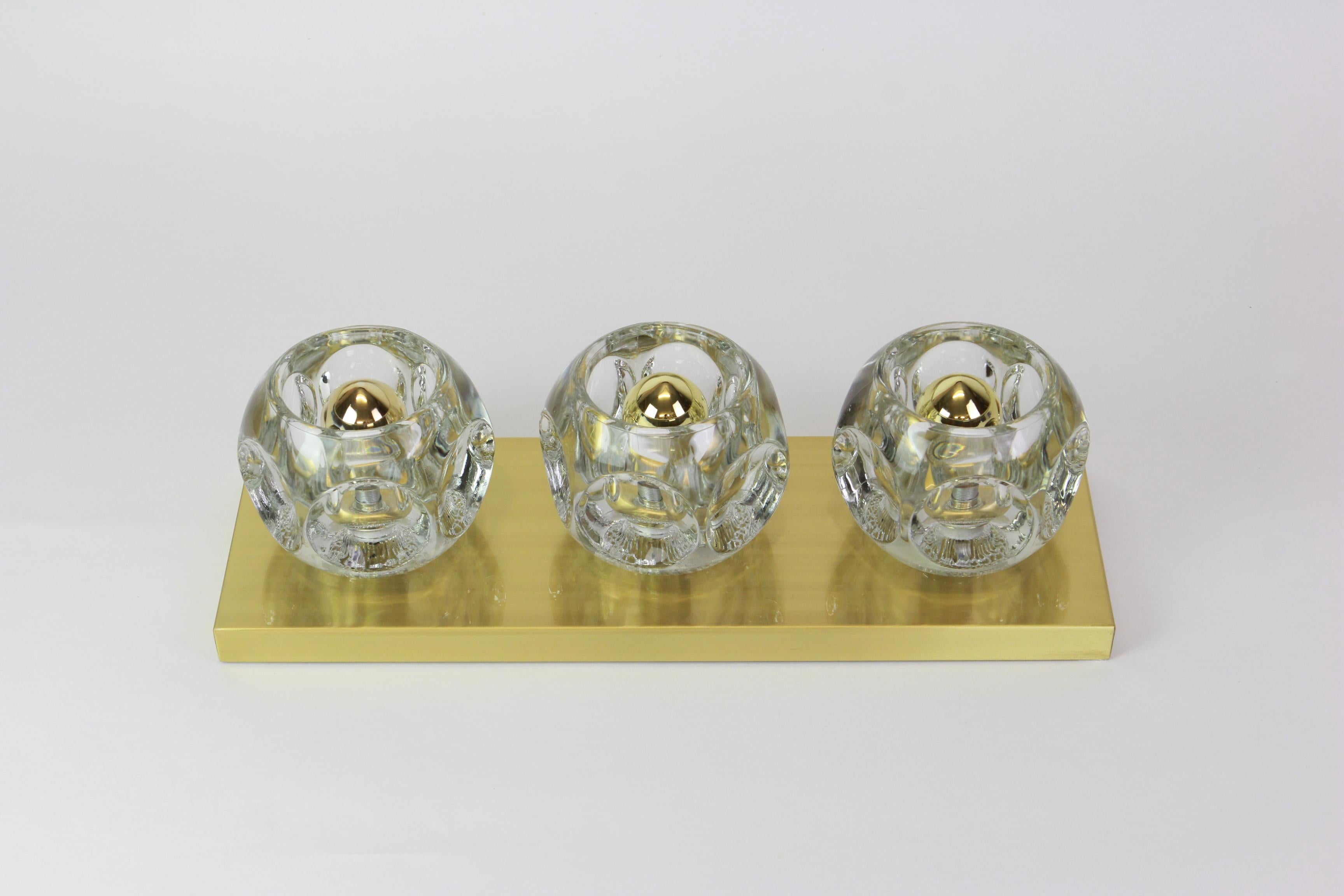 German Pair of Crystal Glass Wall Sconces Design by Sciolari for Peill & Putzler For Sale