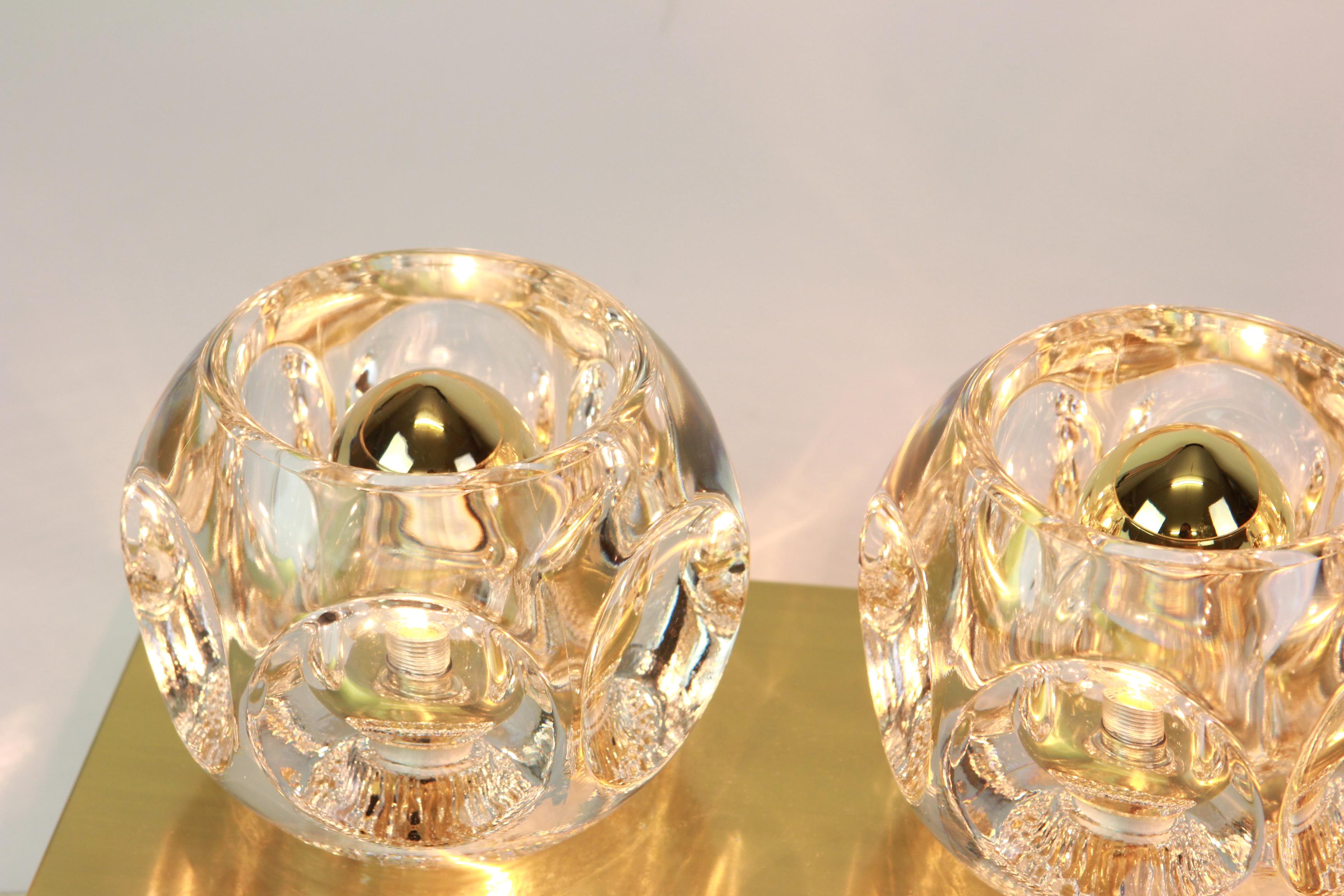 Paar Wandleuchter aus Kristallglas Design von Sciolari für Peill & Putzler (Messing) im Angebot