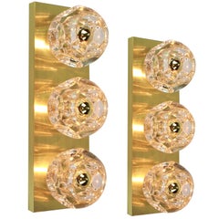 Pair of Crystal Glass Wall Sconces Design by Sciolari for Peill & Putzler