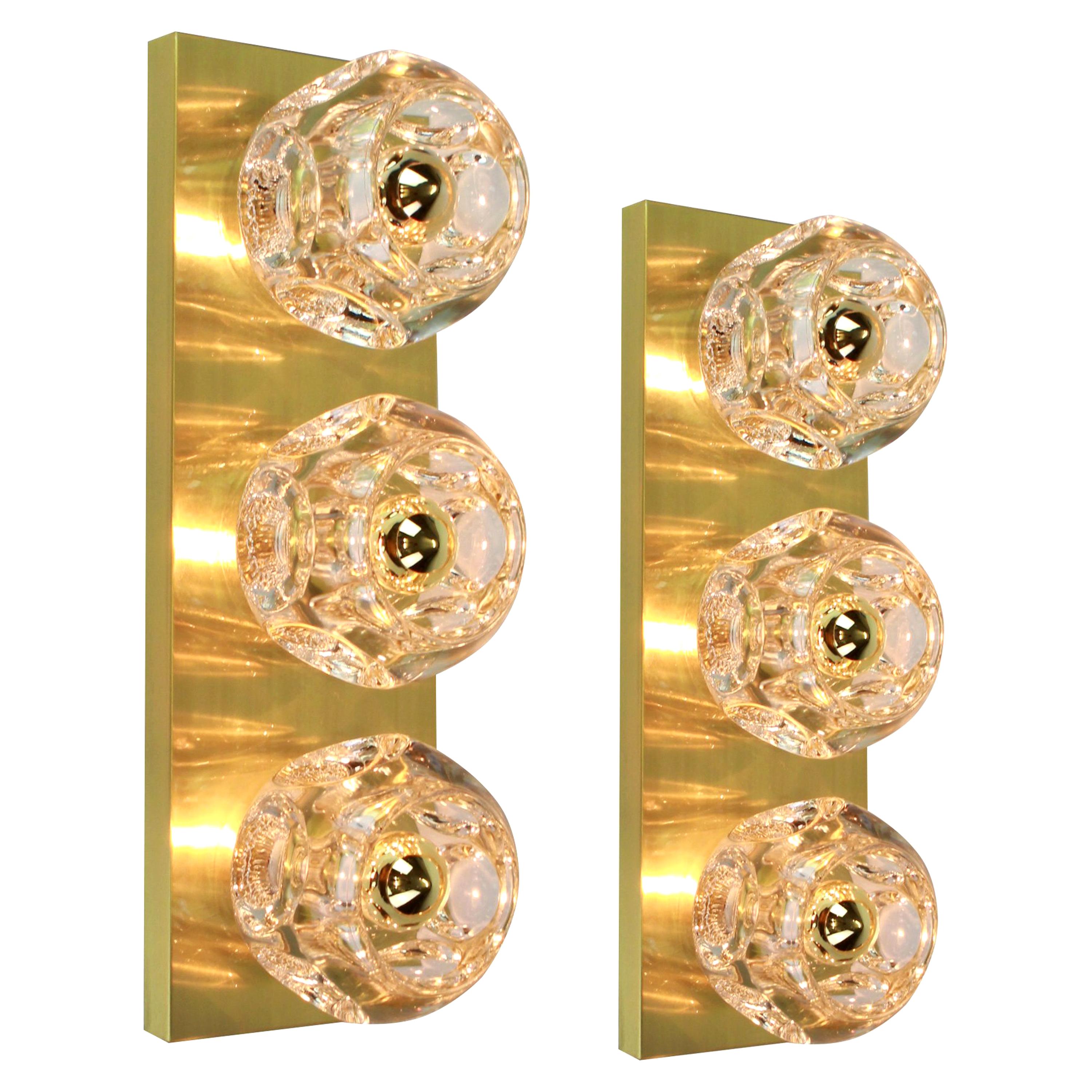 Pair of Crystal Glass Wall Sconces Design by Sciolari for Peill & Putzler For Sale