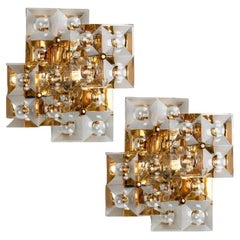 Pair of Crystal Gold-Plated Wall Sconces by Kinkeldey, Germany, 1970s