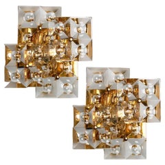 Pair of Crystal Gold-Plated Wall Sconces by Kinkeldey, Germany, 1970s