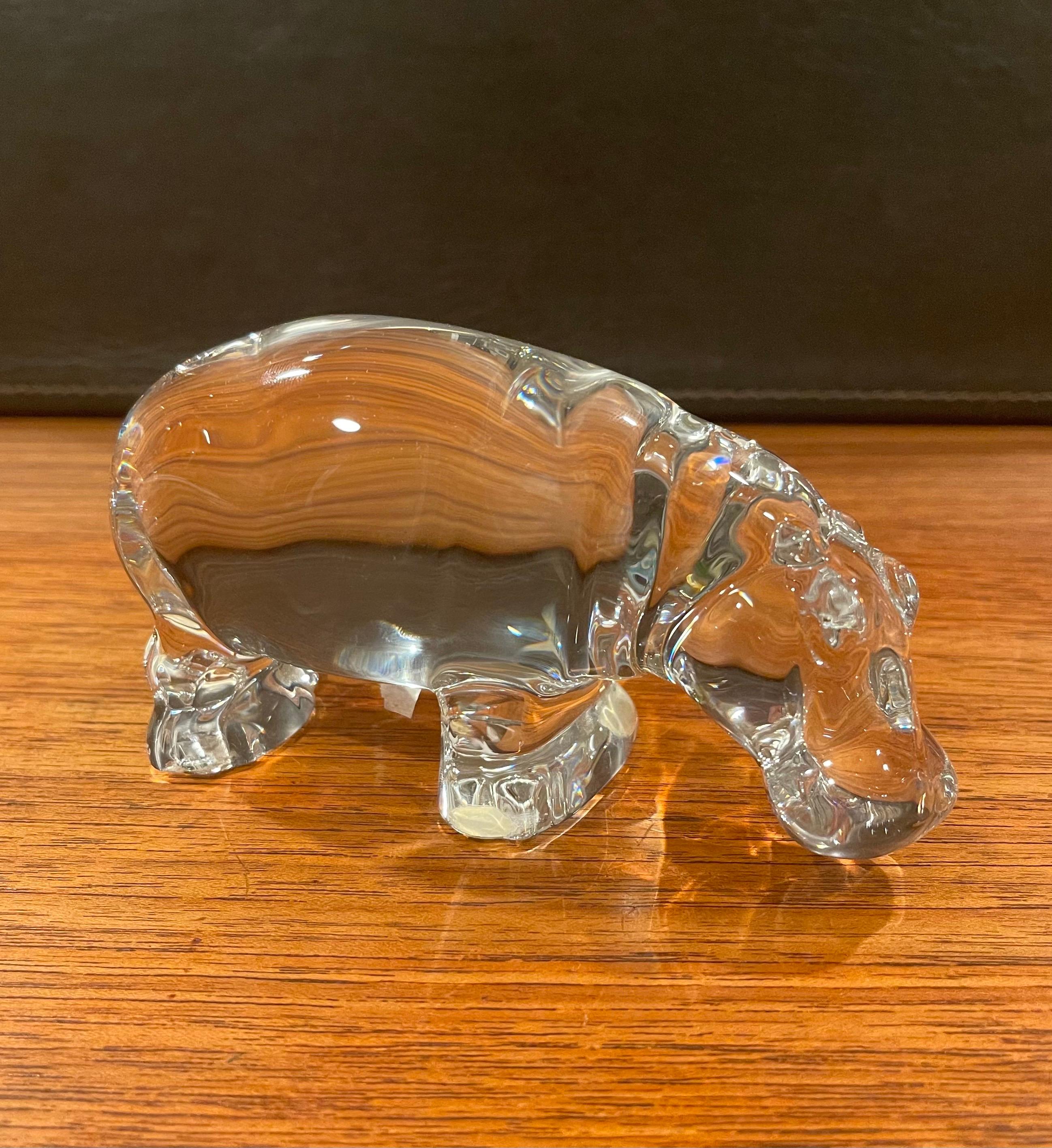 Pair of Crystal Hippos by Baccarat In Good Condition In San Diego, CA