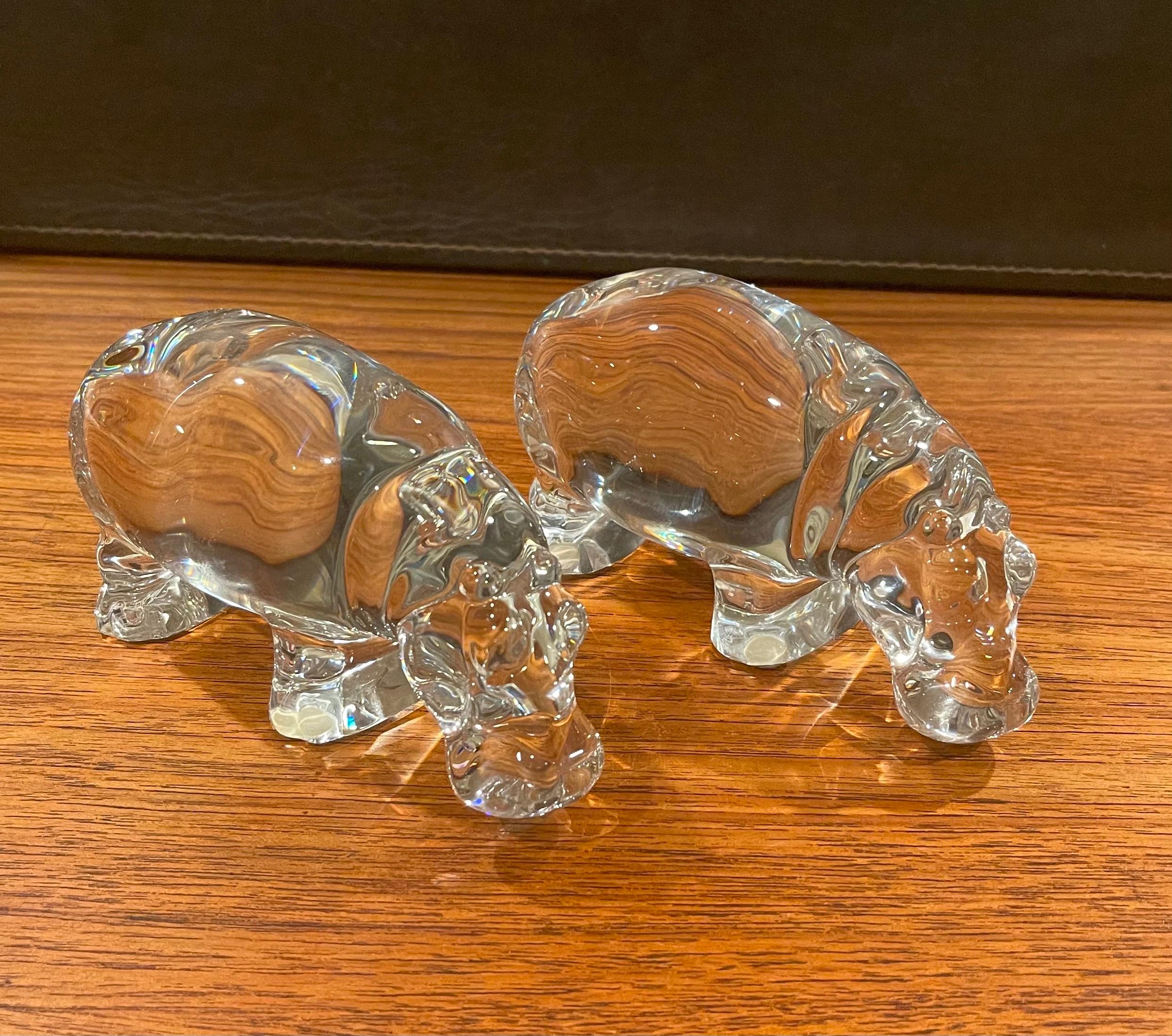 Pair of Crystal Hippos by Baccarat 3