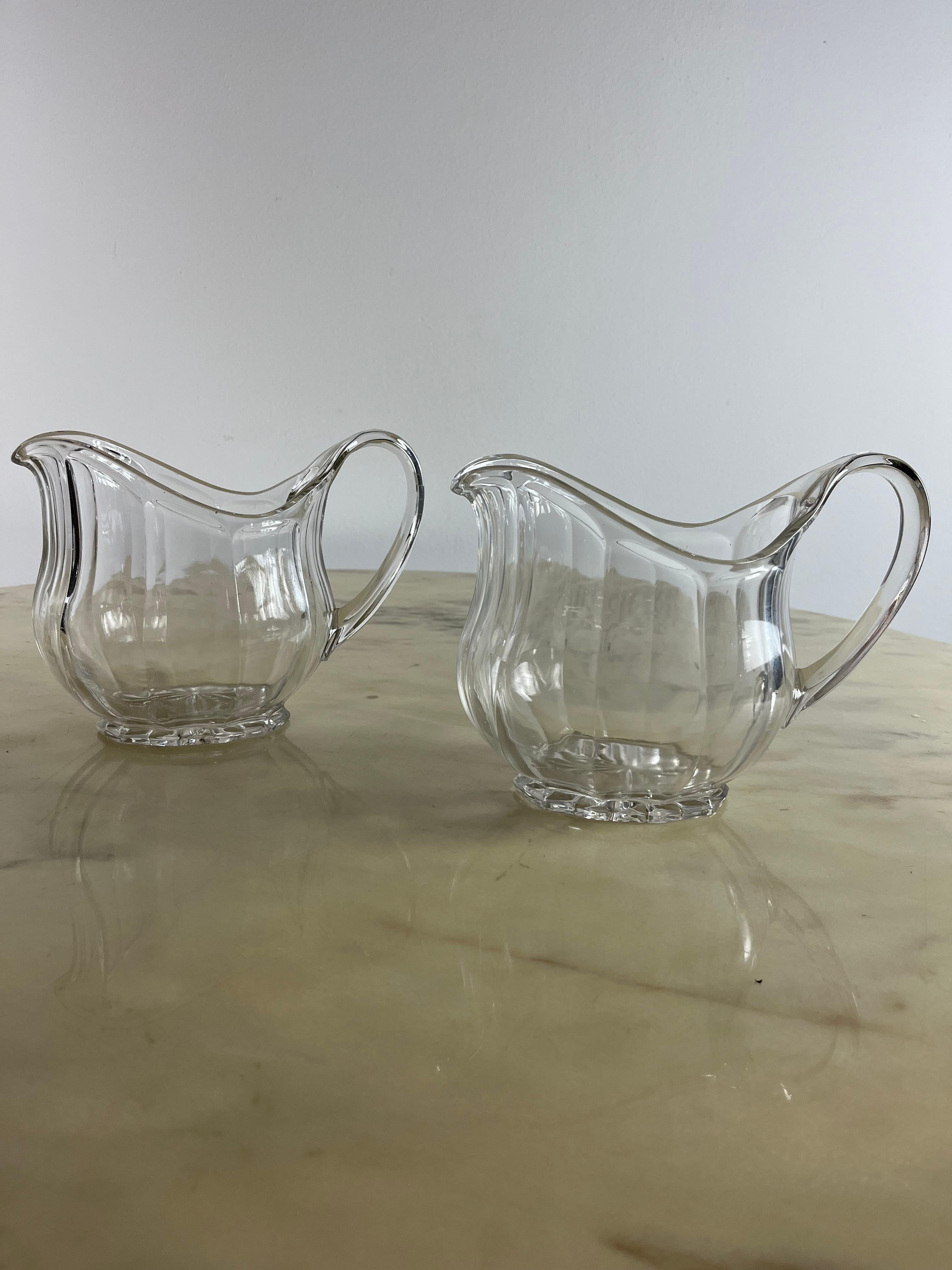 Mid-20th Century Pair of Crystal Jugs, Italy, 1960s For Sale