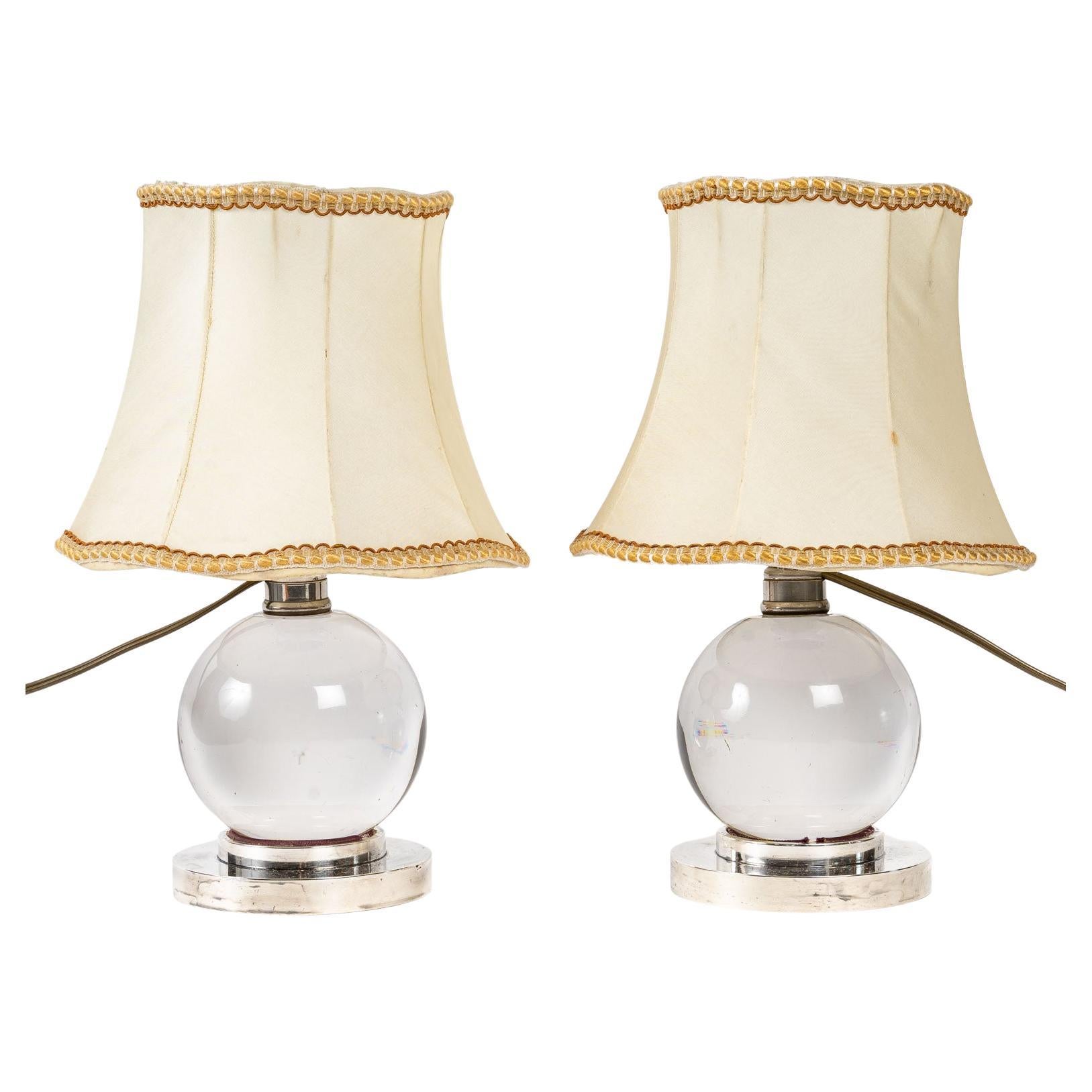 Pair of crystal lamps by Jaques ADNET 1940