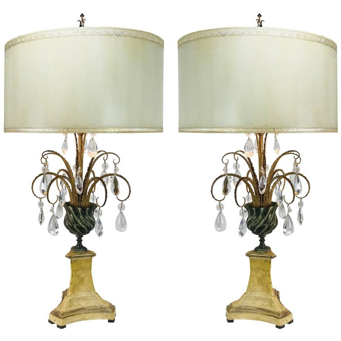 Pair of Crystal Lamps