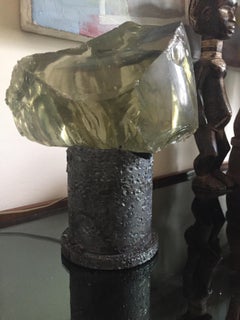 Pair of Crystal Lamps, Glass and Metal, circa 1970, Italy