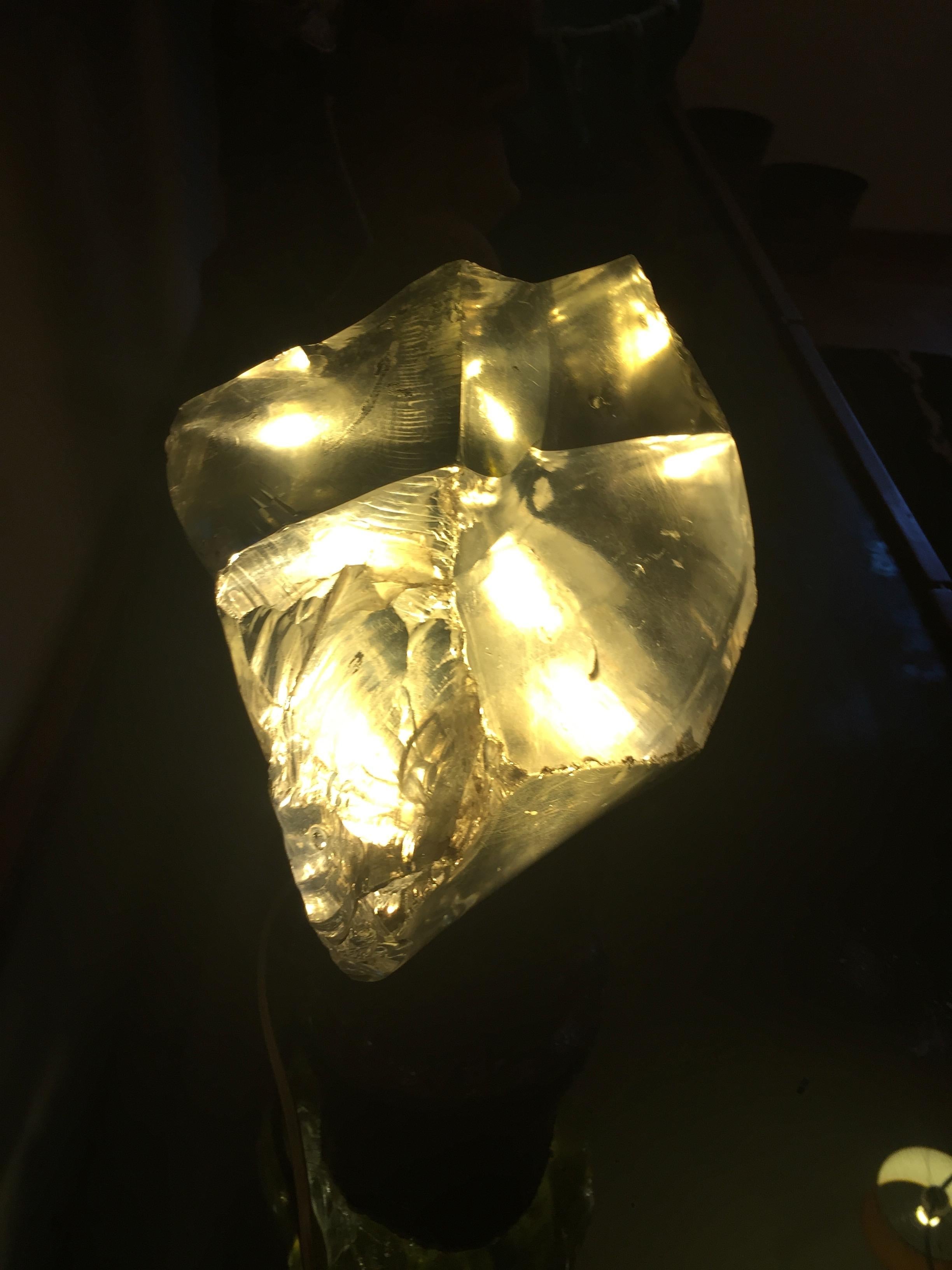 Pair of Crystal Lamps, Glass and Metal, circa 1970, Italy In Excellent Condition For Sale In Florence, IT