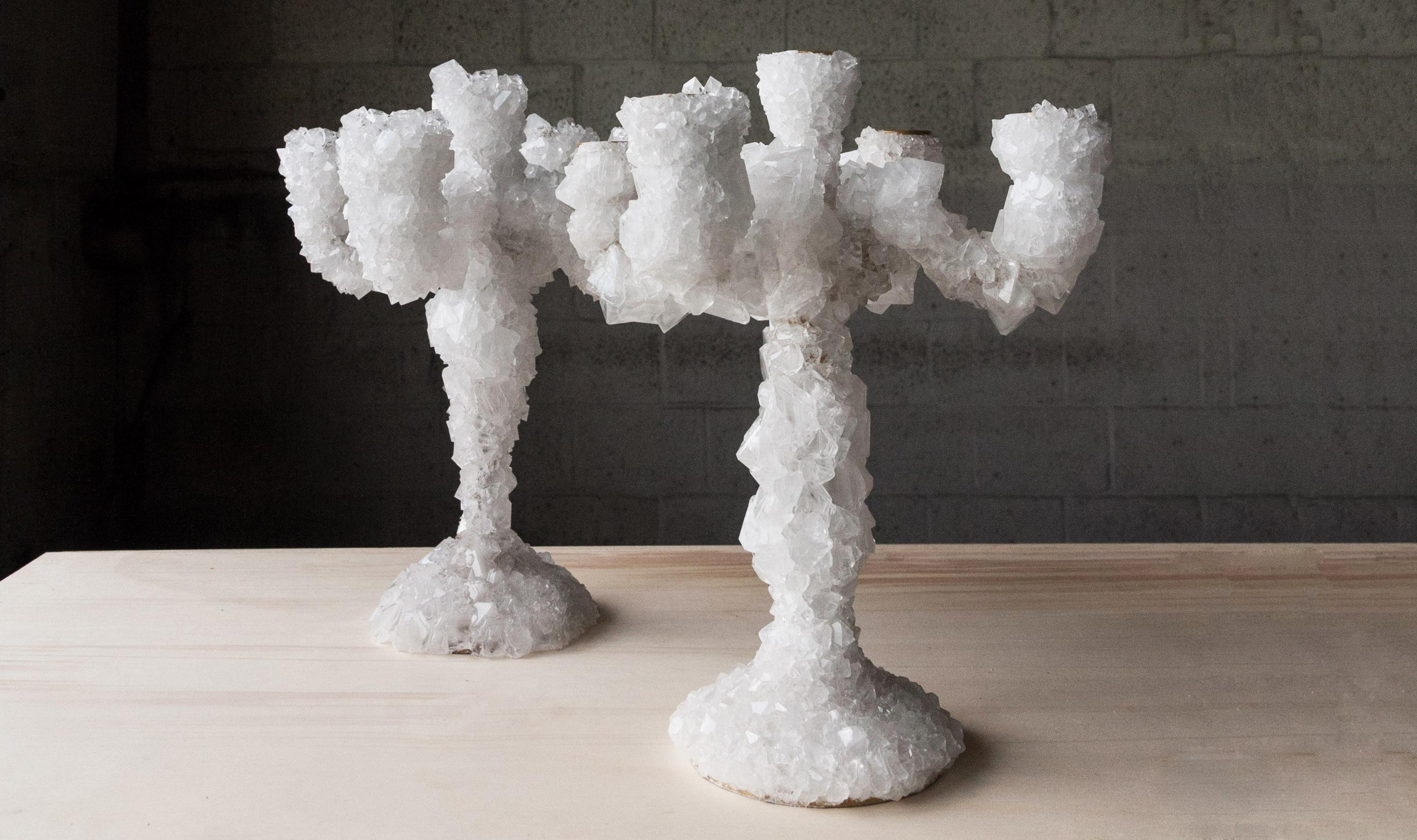 Pair of Crystal Overgrown Candelabras, Mark Sturkenboom In New Condition For Sale In Geneve, CH
