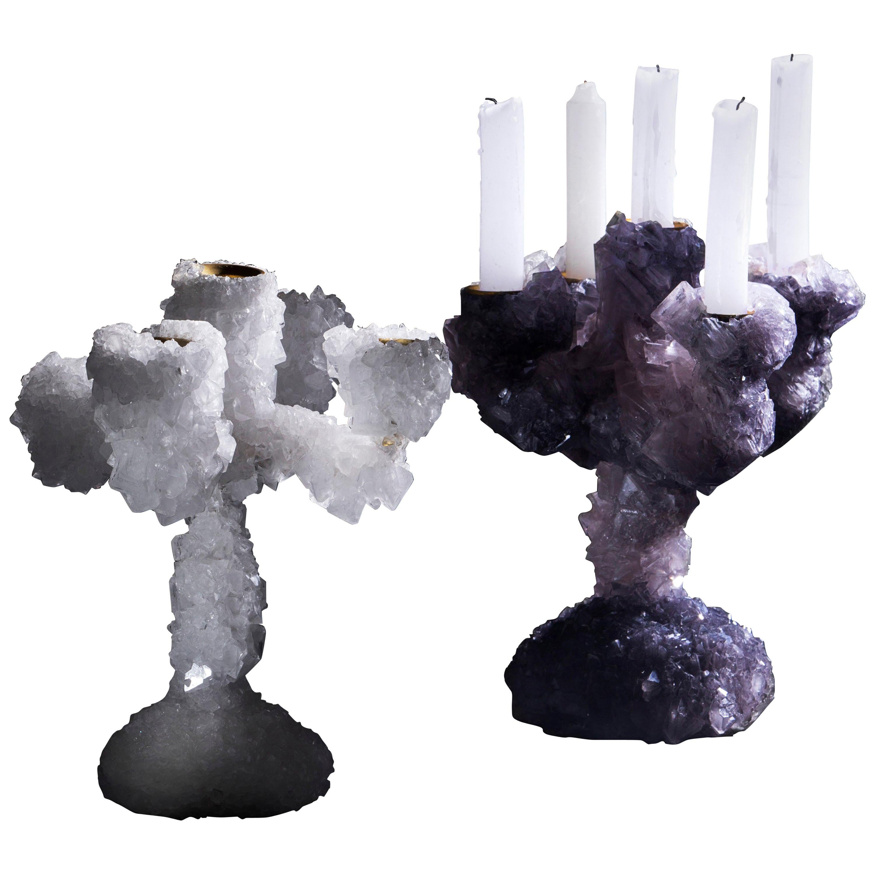 Paire de candélabres en cristal envahi - Mark Sturkenboom