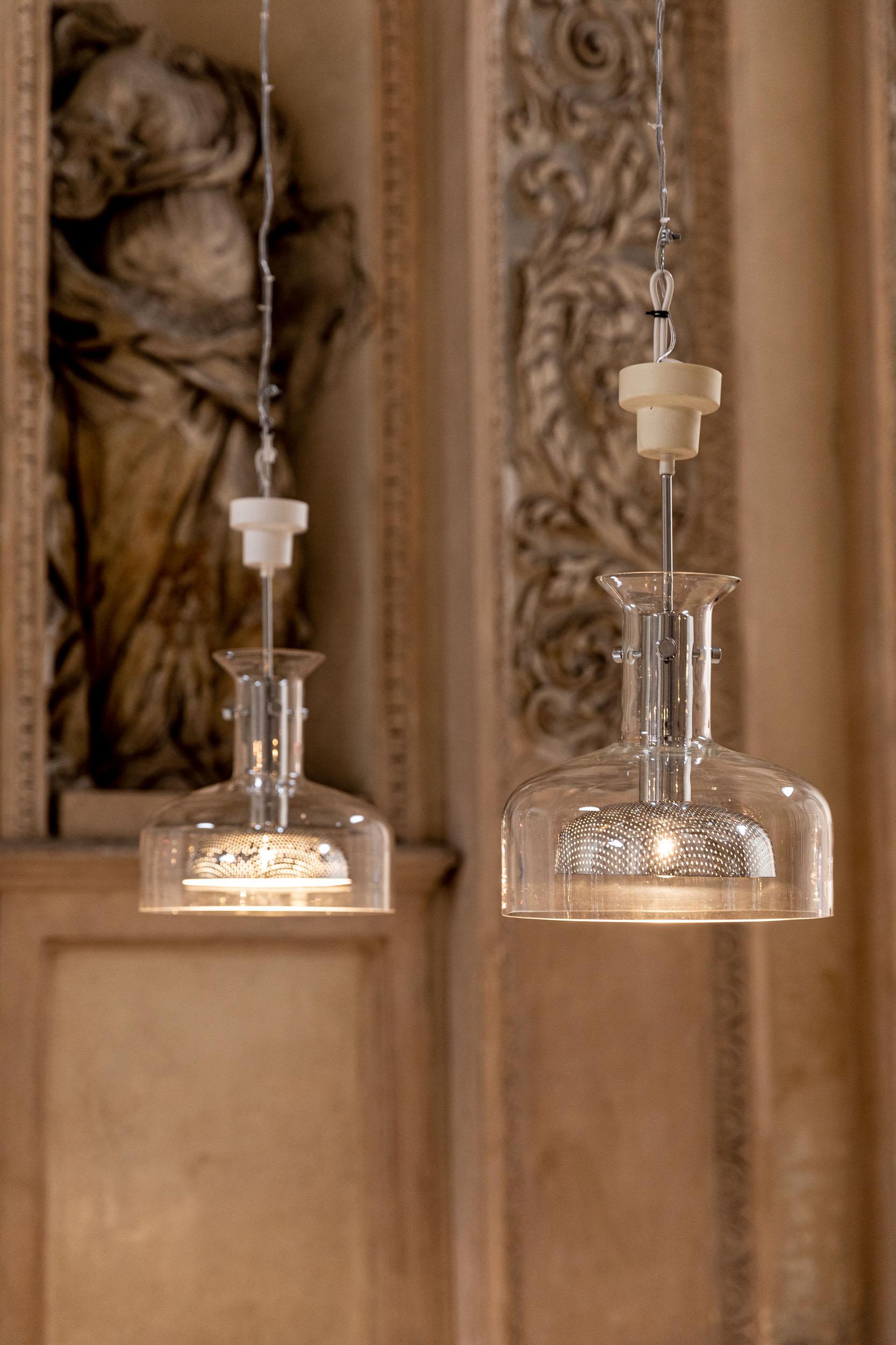 Paire de lampes suspendues en cristal par Anders Pehrson pour Ateljè Lyktan, Suède 1970  en vente 2