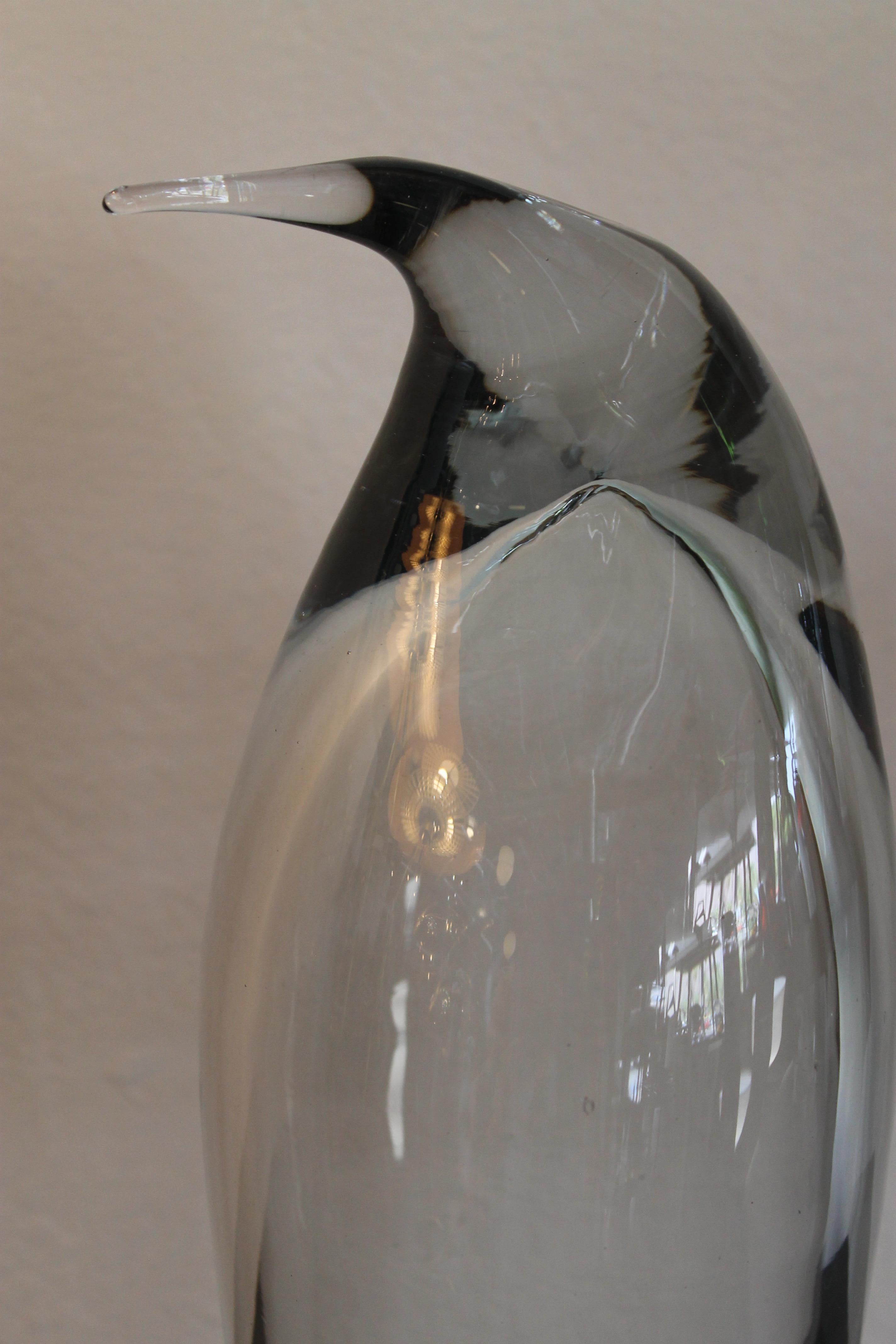 American Pair of Crystal Penguins by Blenko For Sale