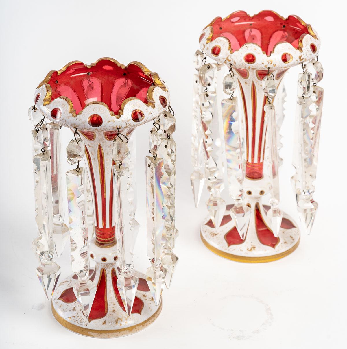 Pair of crystal pineapple holders, 19th century In Good Condition For Sale In Saint-Ouen, FR