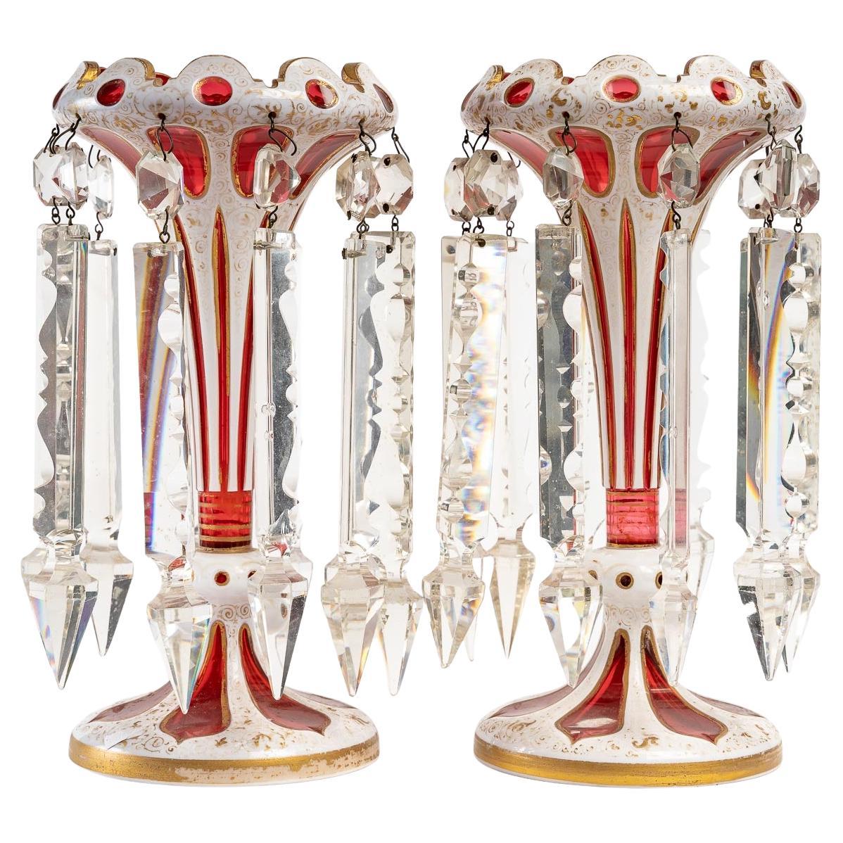 Pair of crystal pineapple holders, 19th century For Sale