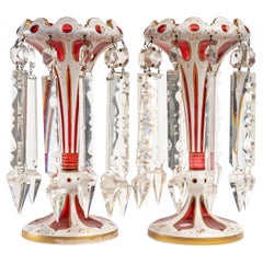 Pair of crystal pineapple holders, 19th century