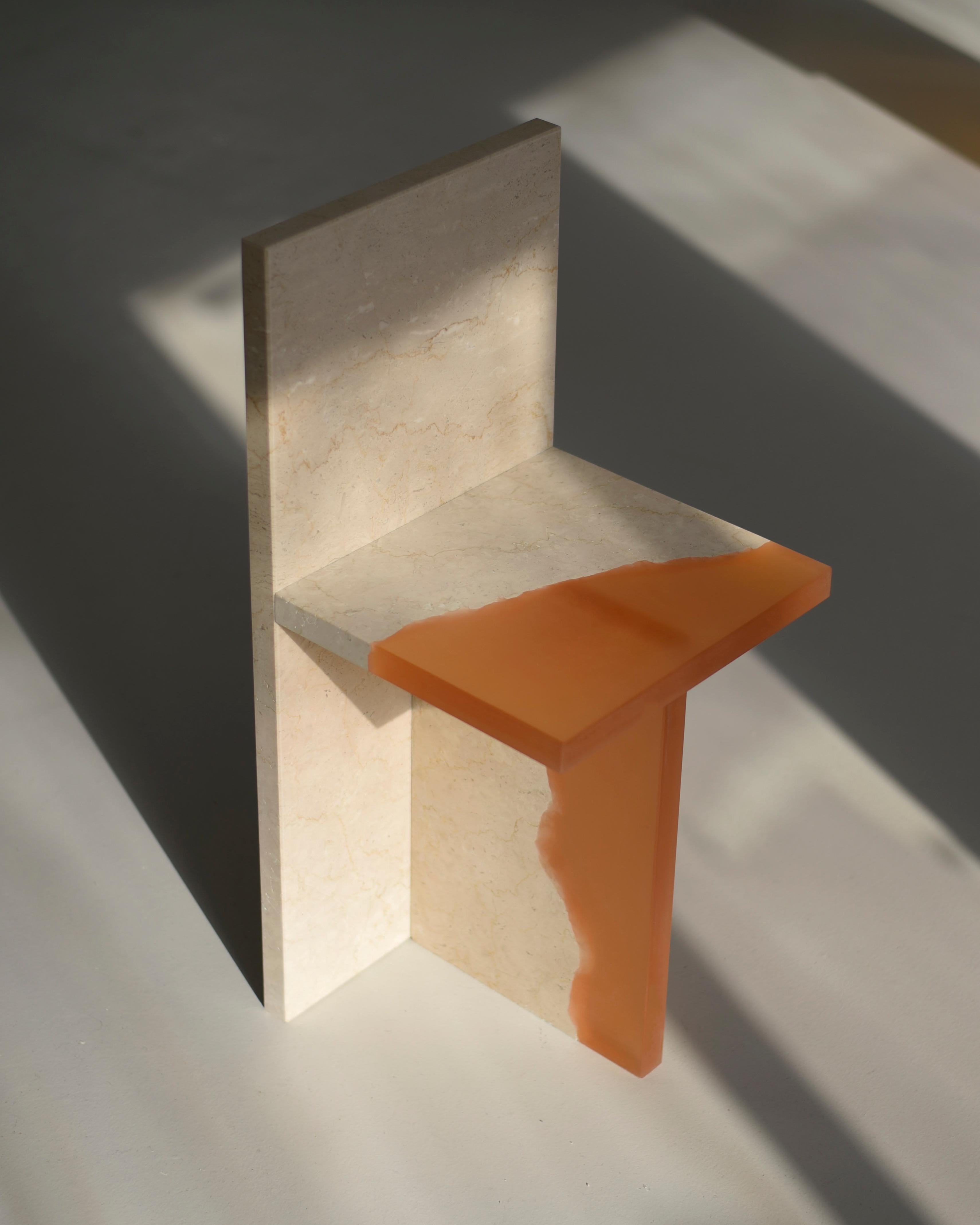 Pair of crystal resin and marble, fragment chair, Jang Hea Kyoung
Artist: Jang Hea Kyoung
Materials: Crystal resin and marble
Dimensions: 33 x 34 x 74 cm

Jang Hea Kyoung is based in Seoul, Republic of Korea. She searches for craft elements and