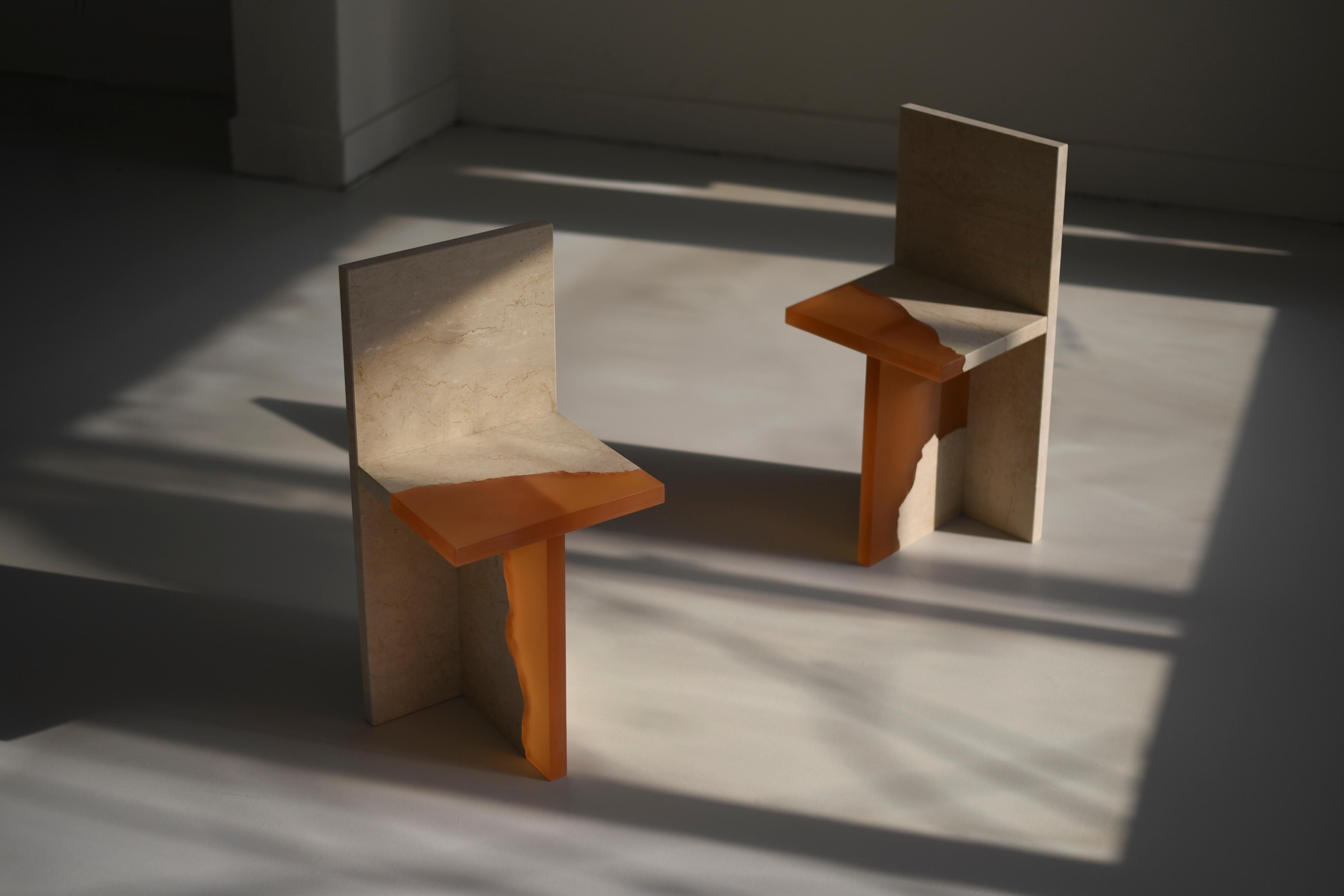 Pair of Crystal Resin and Marble, Fragment Chair, Jang Hea Kyoung In New Condition In Geneve, CH