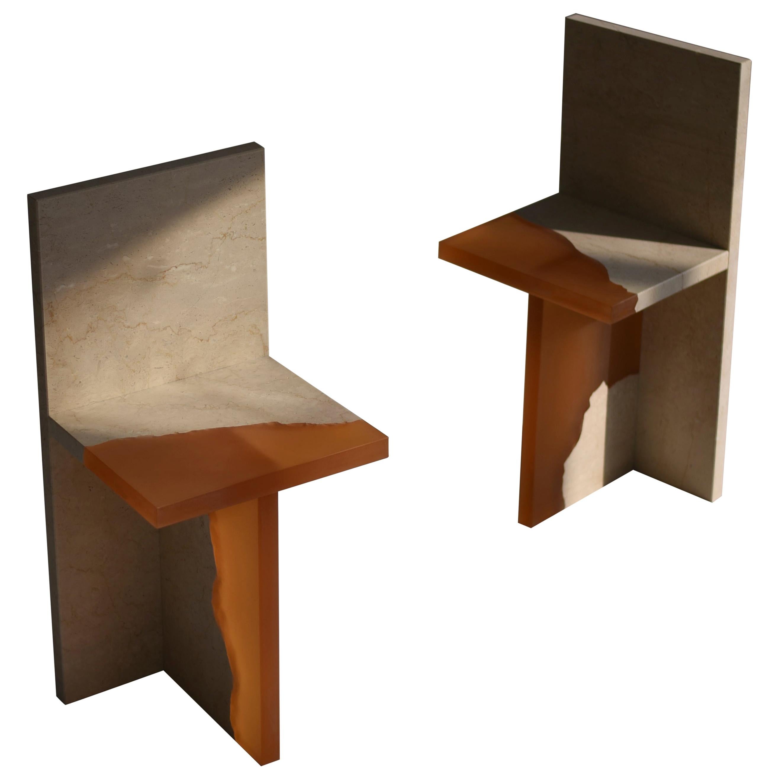 Pair of Crystal Resin and Marble, Fragment Chair, Jang Hea Kyoung