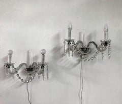 Pair of Crystal Sconces by Baccarat, France, circa 1930
