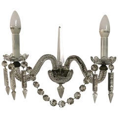 Pair of Crystal Sconces by Baccarat, France, circa 1930