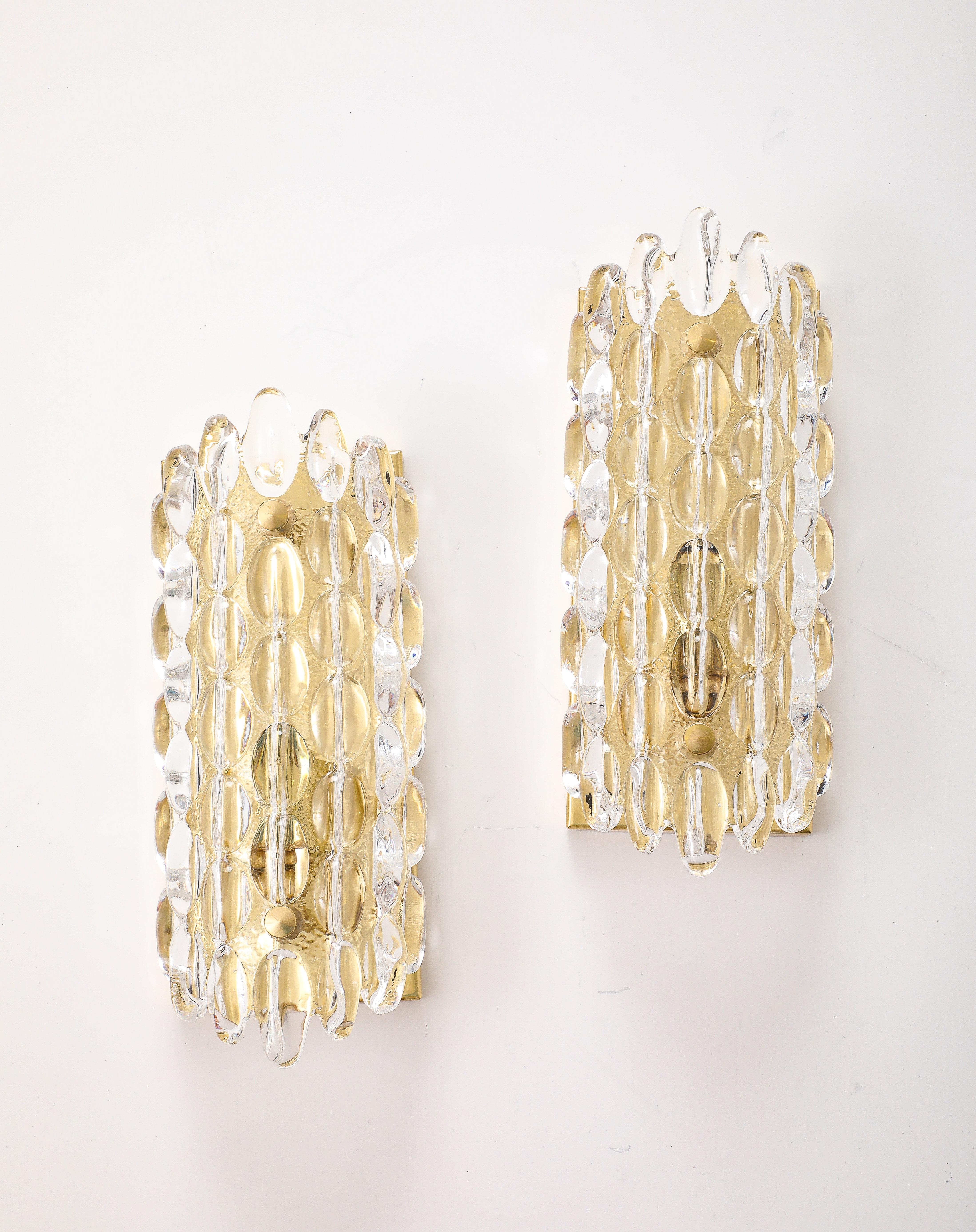 Mid-Century Modern Pair of Crystal Sconces by Carl Fagerliund for Orrefors. ( 4 Pairs available) For Sale