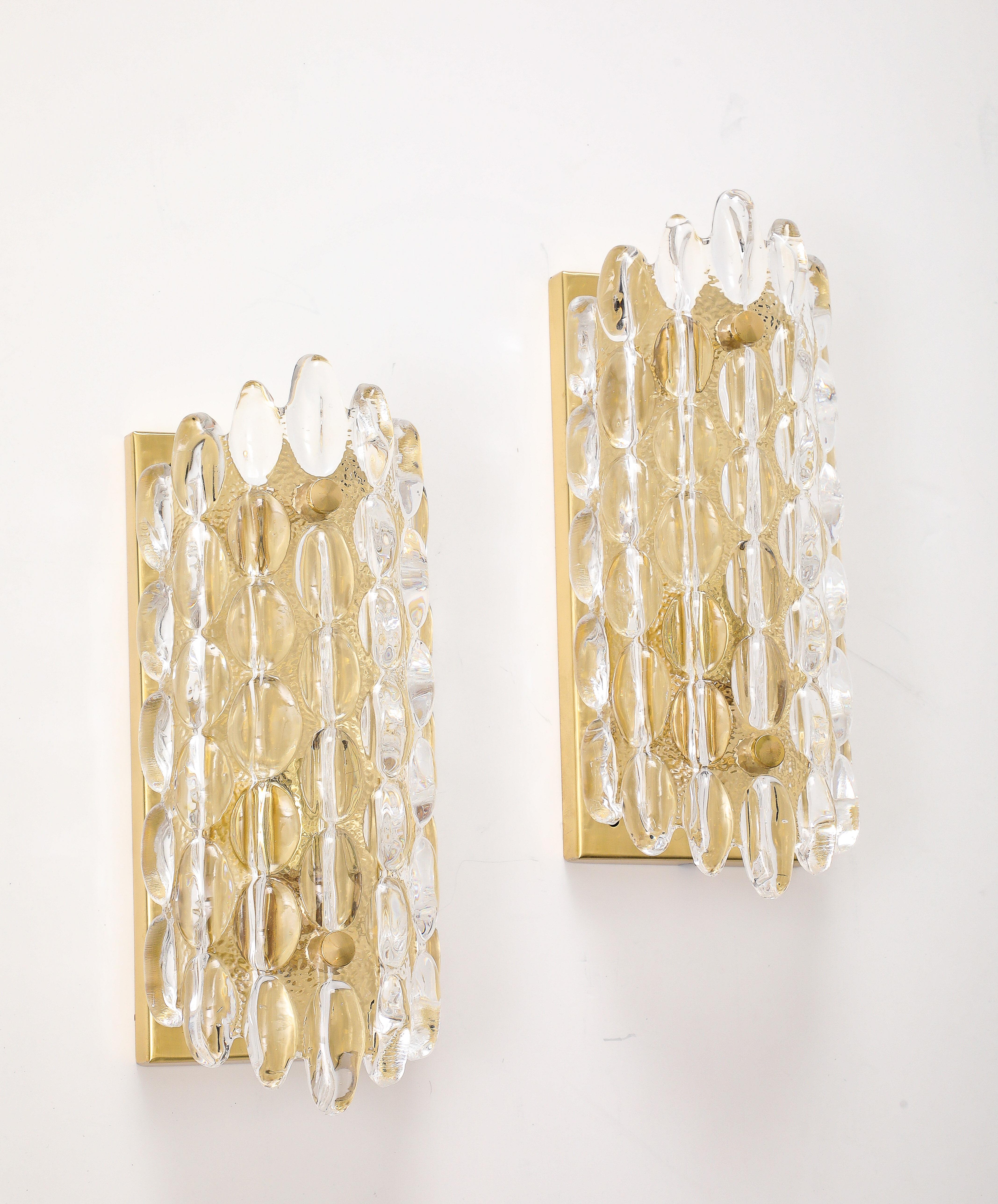 Swedish Pair of Crystal Sconces by Carl Fagerliund for Orrefors. ( 4 Pairs available) For Sale
