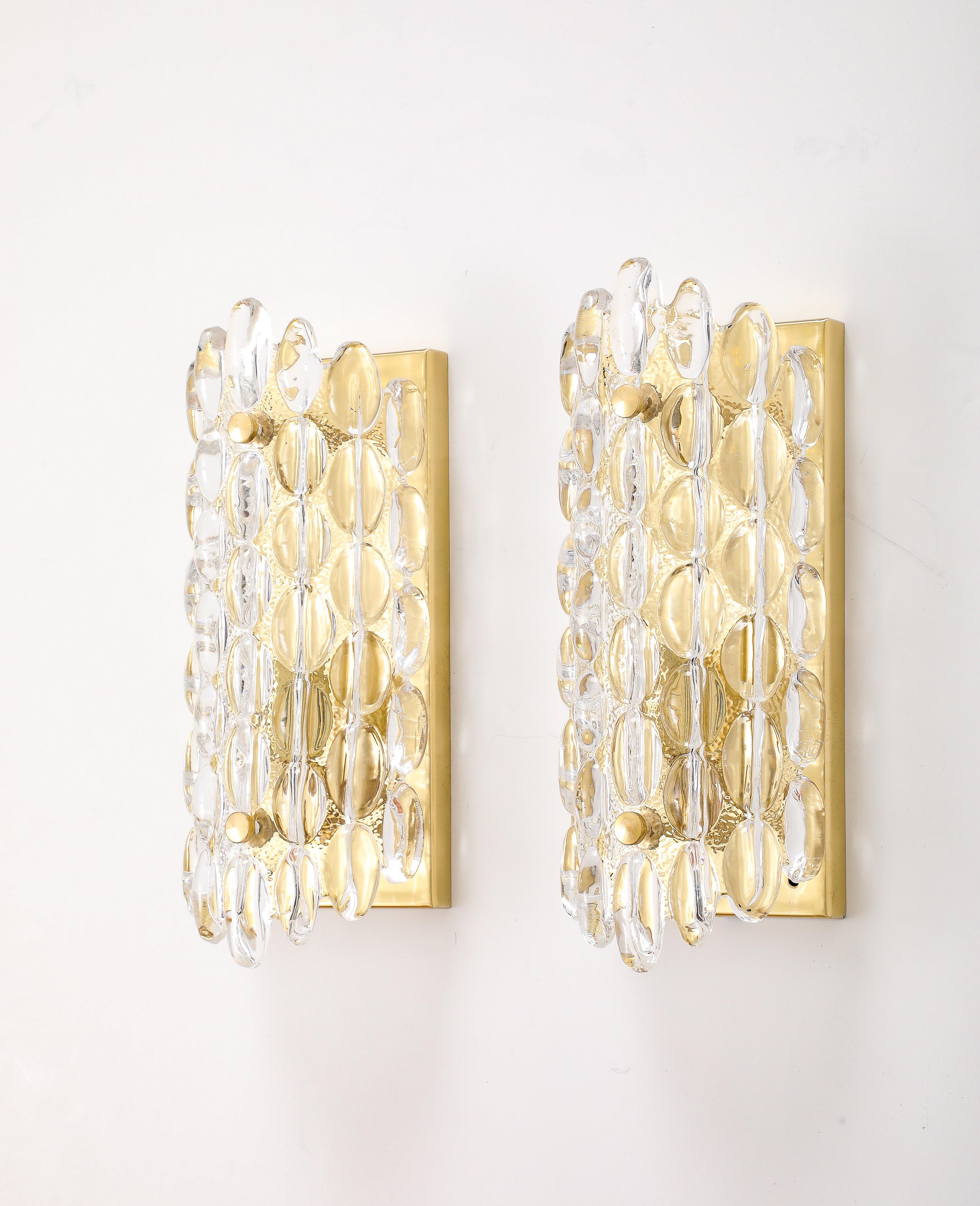 Pair of Crystal Sconces by Carl Fagerliund for Orrefors. ( 4 Pairs available) In Good Condition For Sale In New York, NY