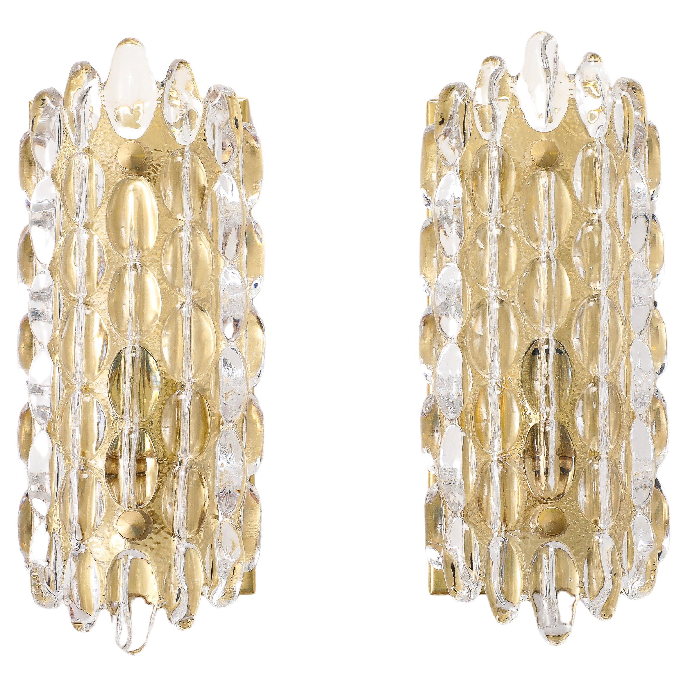 Pair of Crystal Sconces by Carl Fagerliund for Orrefors. ( 4 Pairs available)