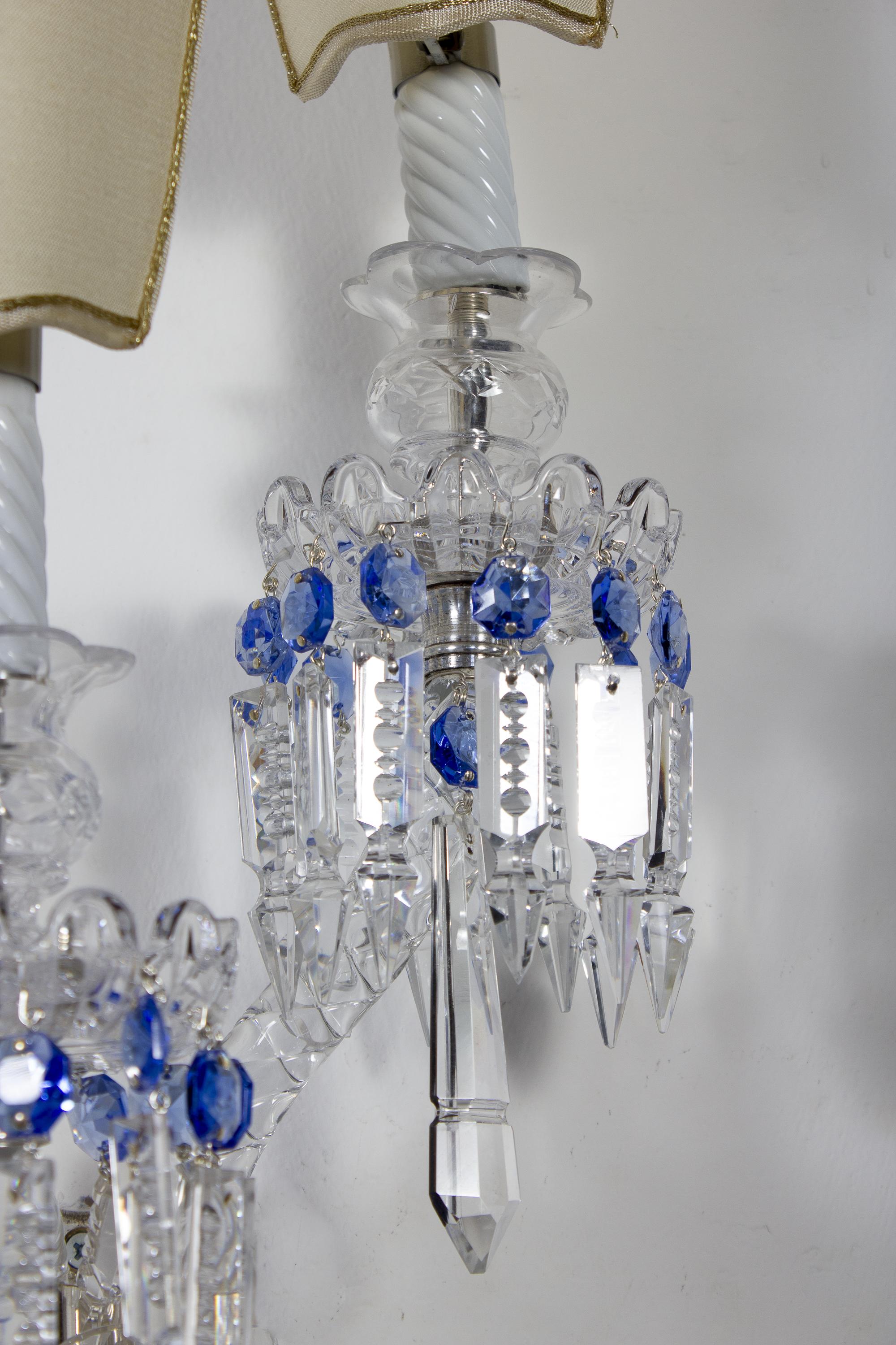 Pair of Crystal Sconces, France, 1930s For Sale 4