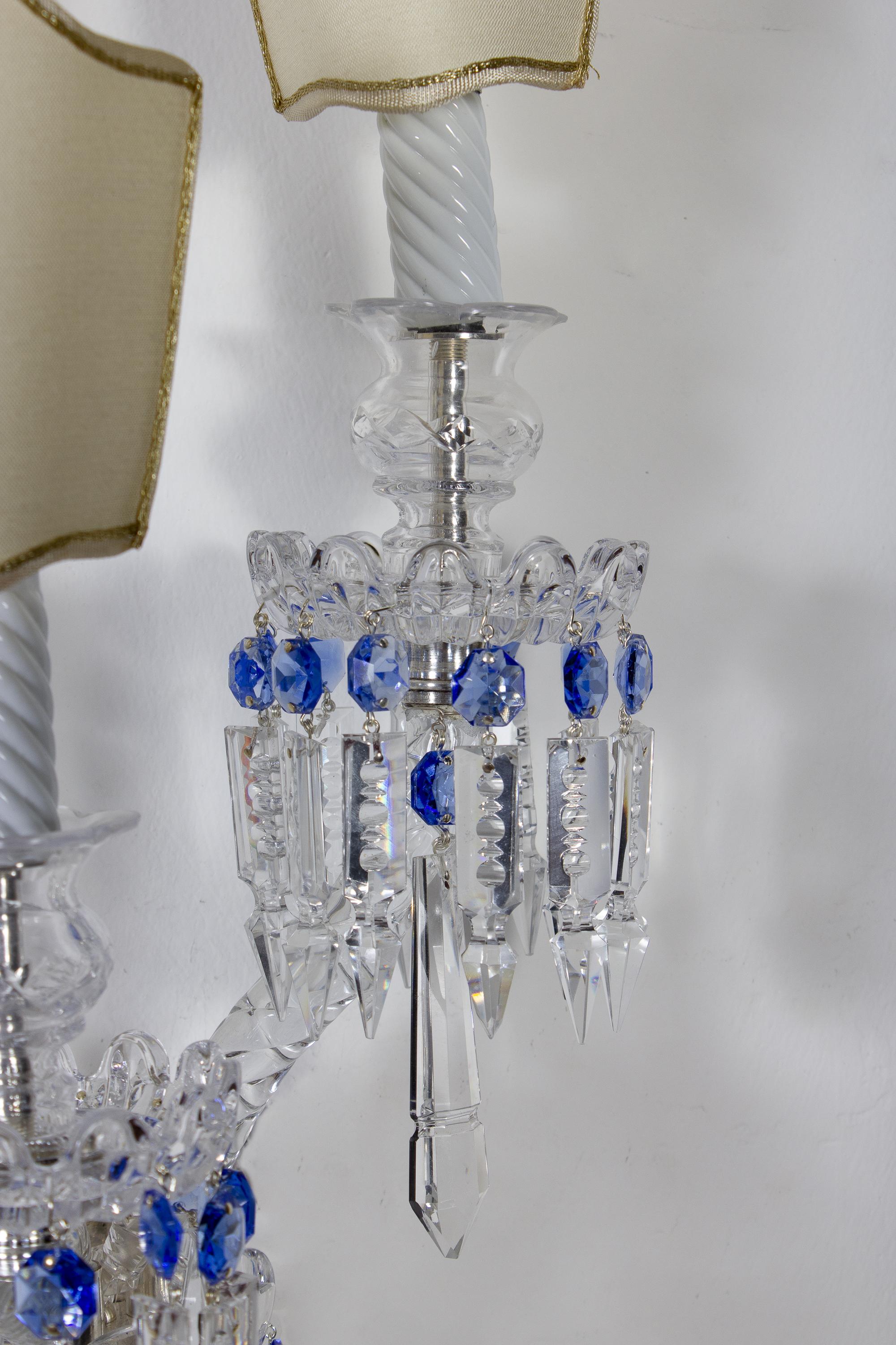 20th Century Pair of Crystal Sconces, France, 1930s For Sale
