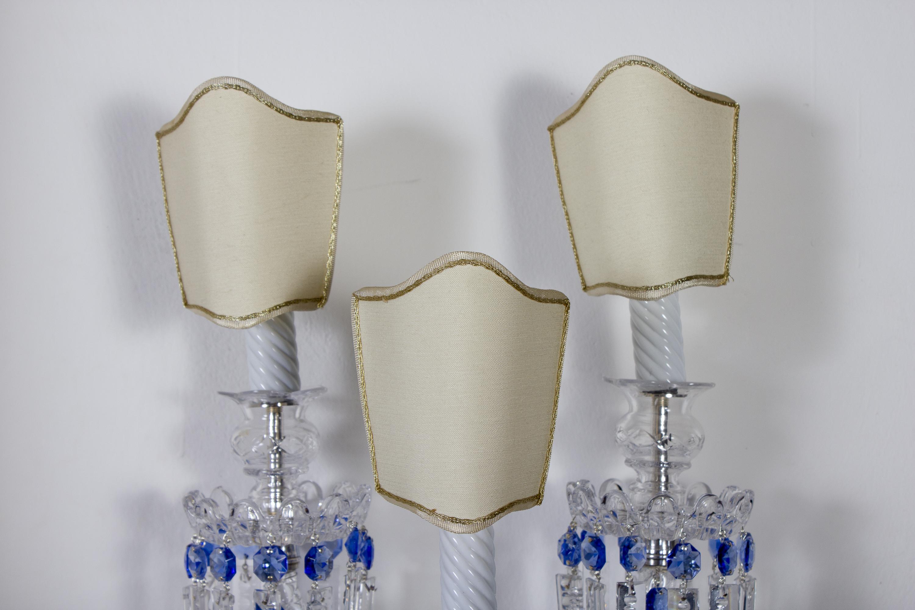 Pair of Crystal Sconces, France, 1930s For Sale 1