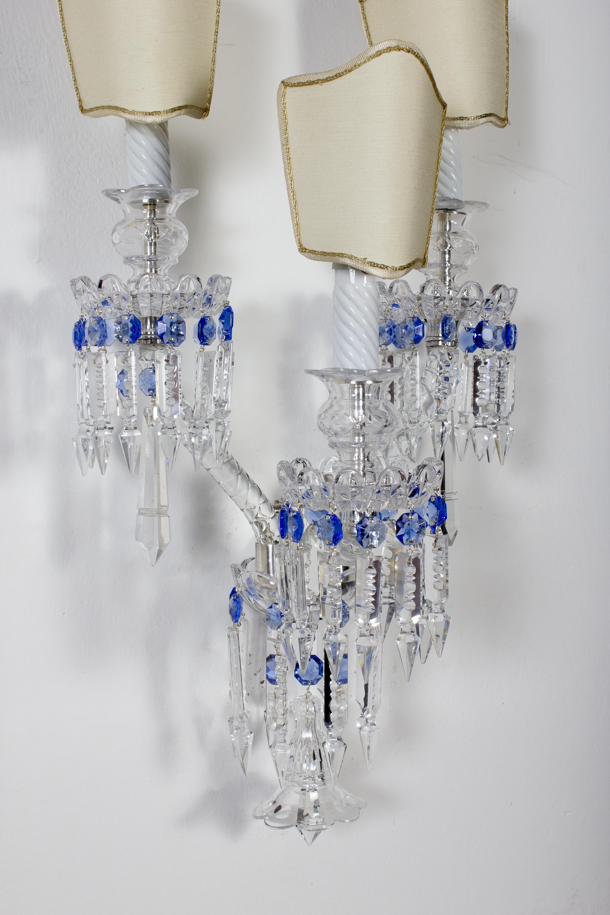 Pair of Crystal Sconces, France, 1930s For Sale 2