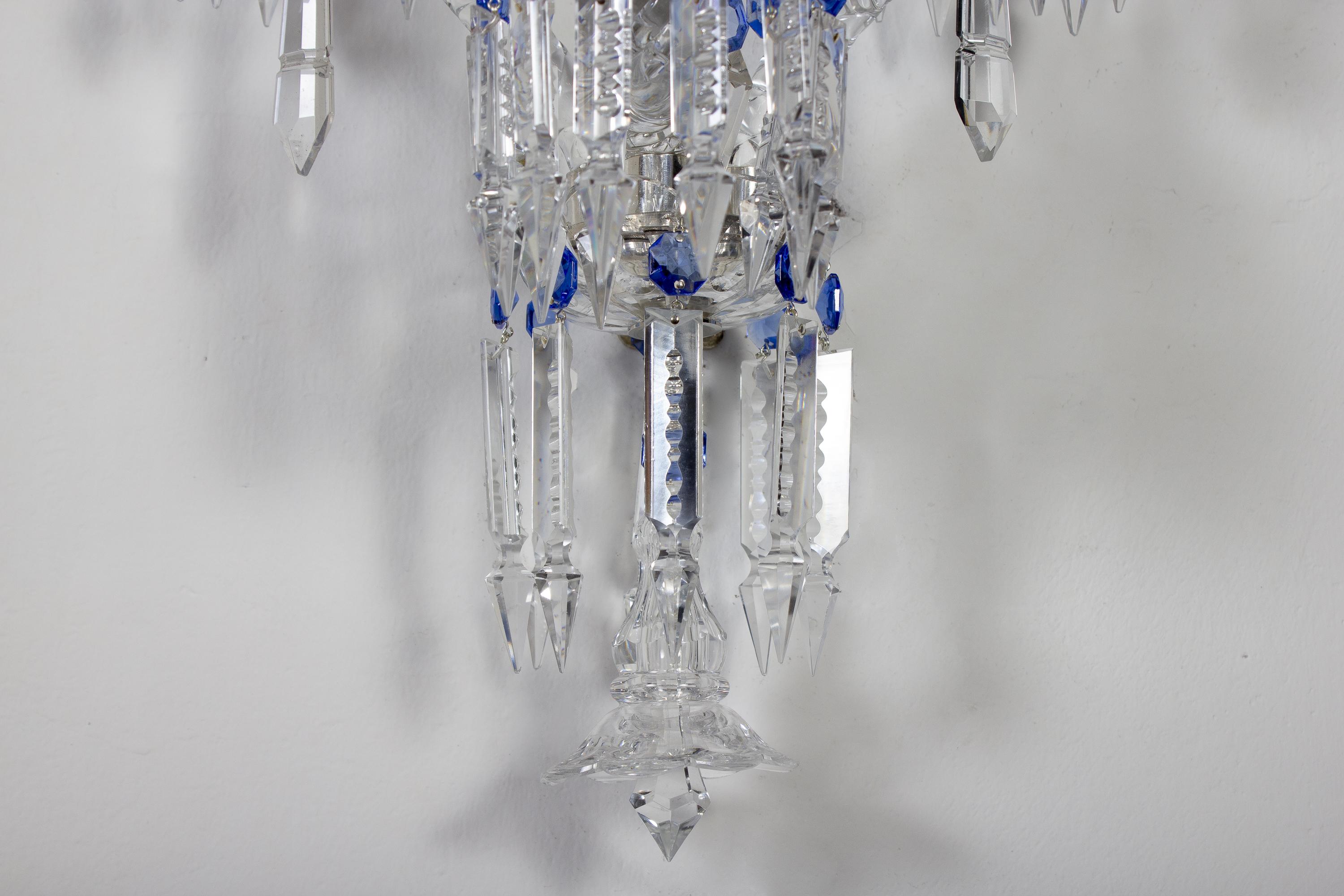 Pair of Crystal Sconces, France, 1930s For Sale 3